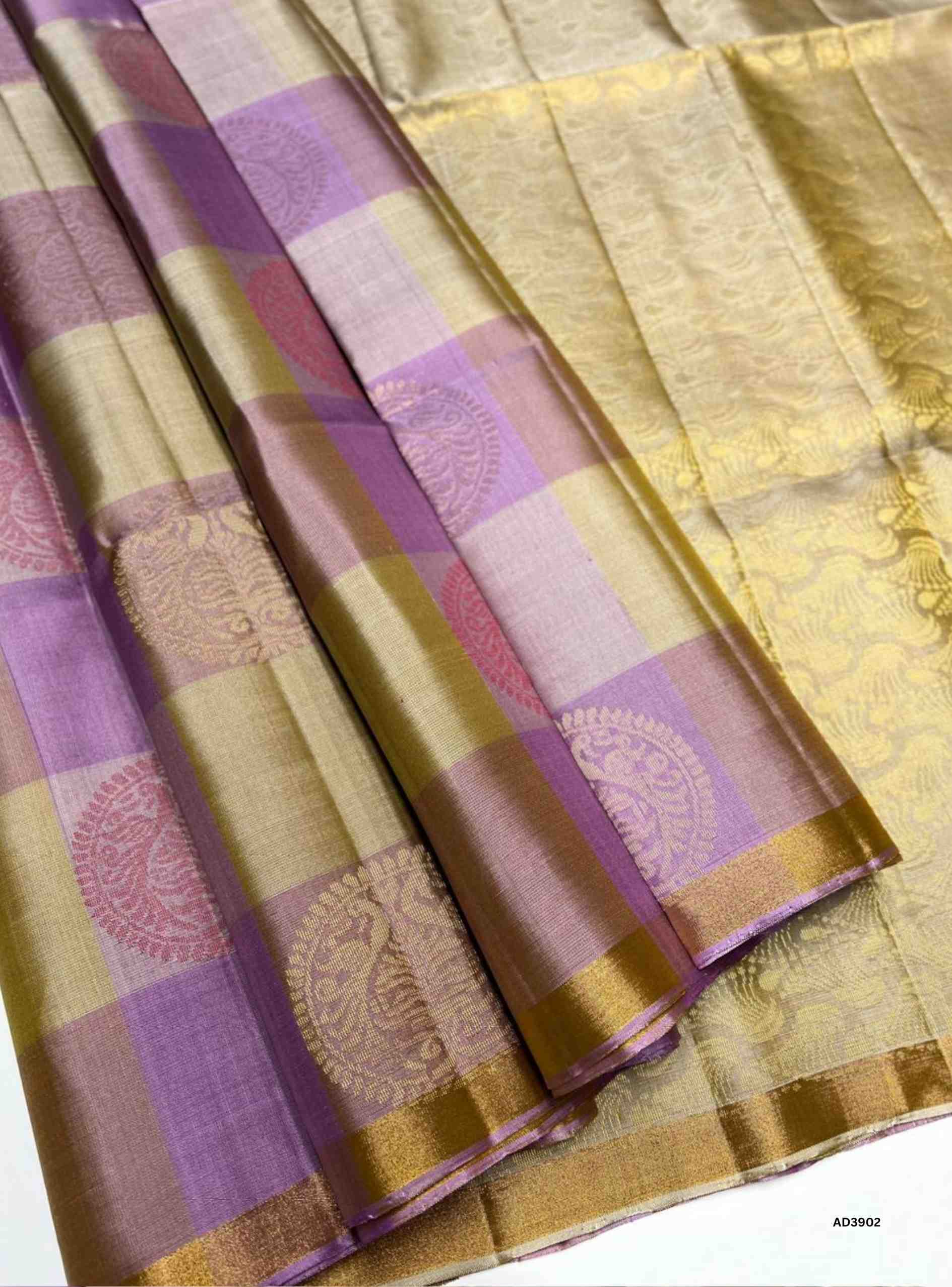 Lavendar & Beige - Palum Pazhamum Soft Silk Saree
