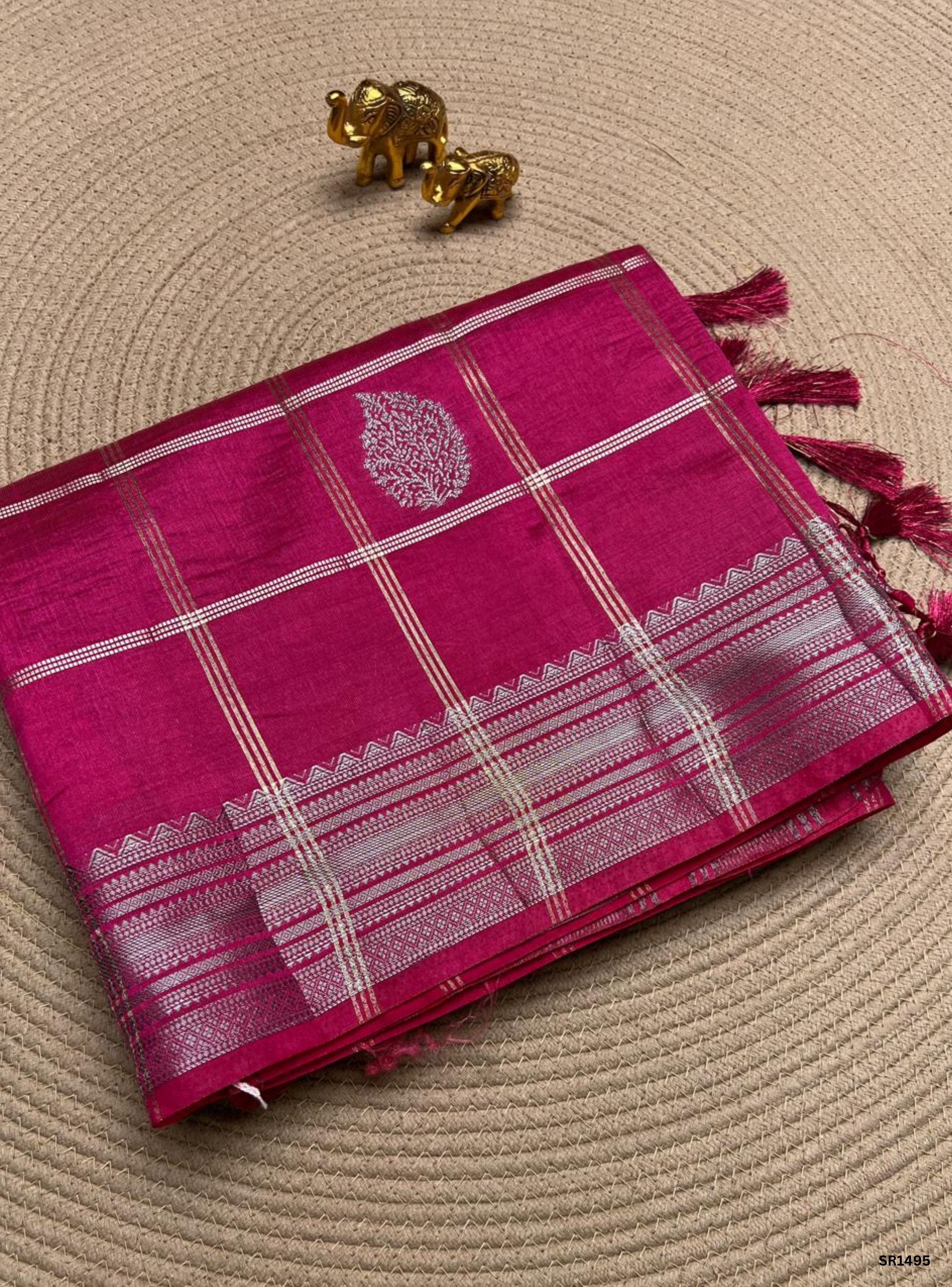 Rani Pink - Semi Tussar Saree