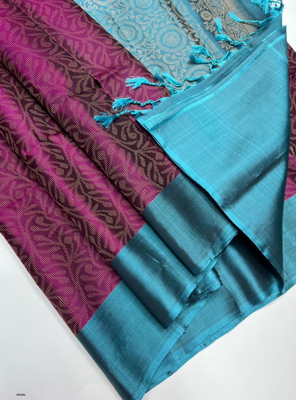 Magenta & Mint Blue - Soft Silk Saree