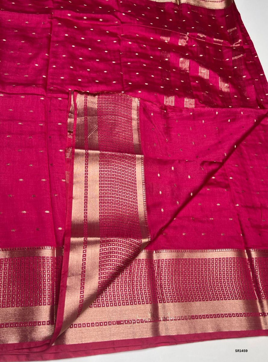 Pink - Semi Banaras Silk Saree