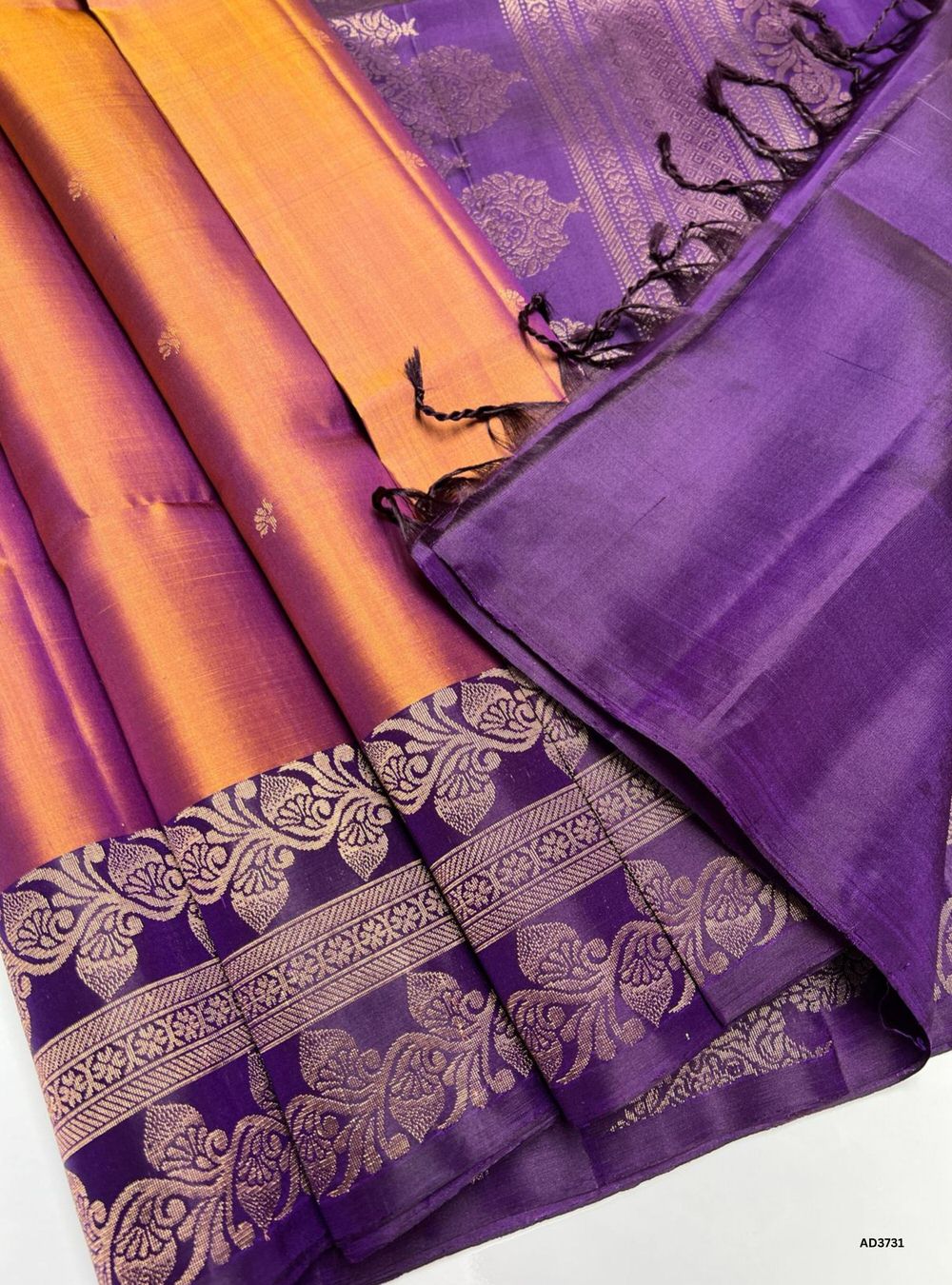 Bronze & Purple - One Side Border Saree