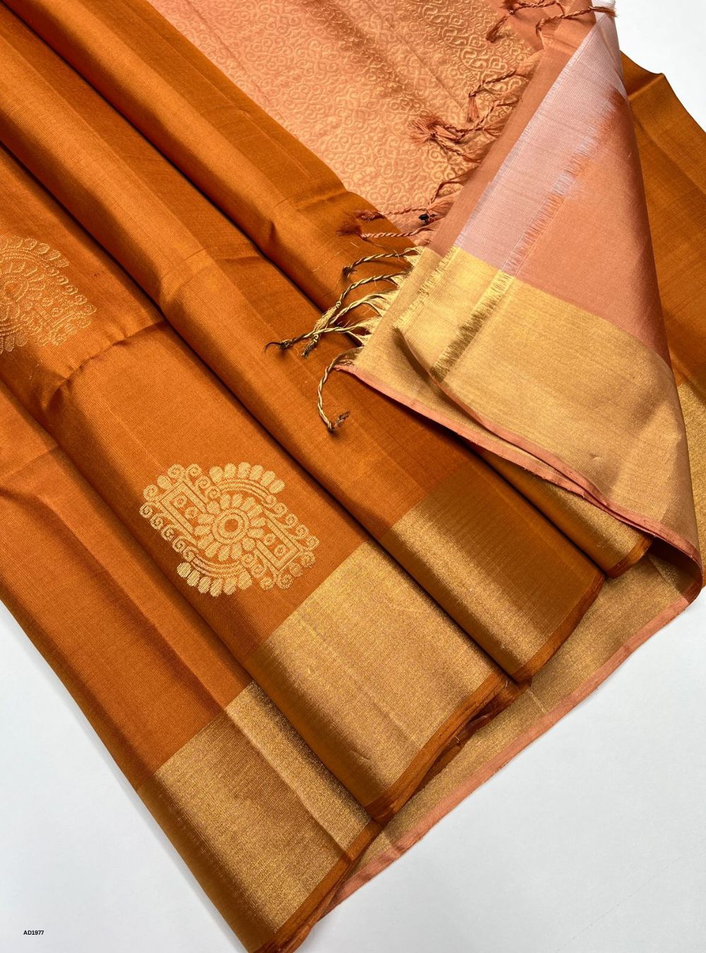 Burnt Orange & Dusty Peach - Soft Silk Saree
