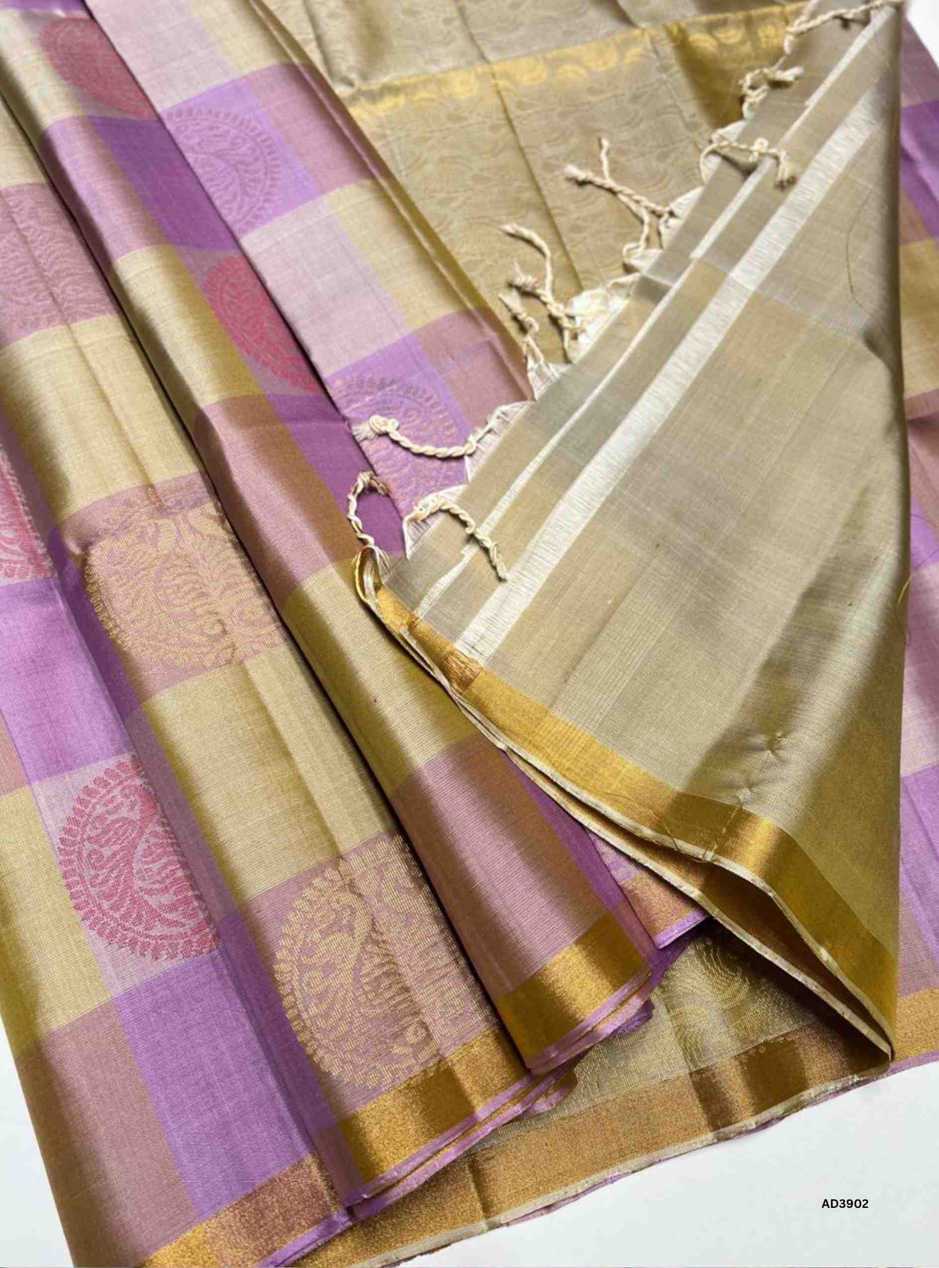 Lavendar & Beige - Palum Pazhamum Soft Silk Saree