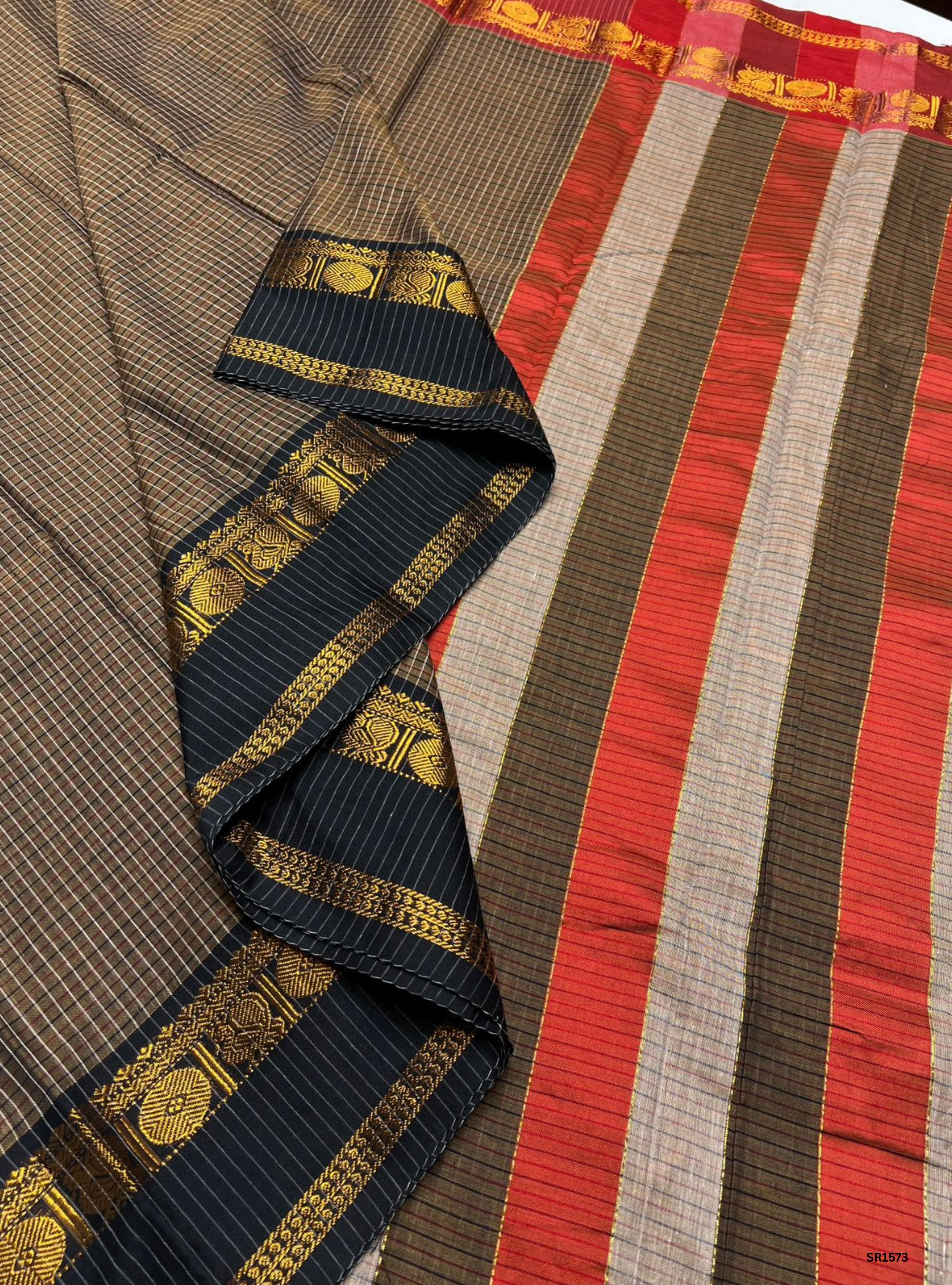Choclate Brown - Narayanpet Cotton Saree