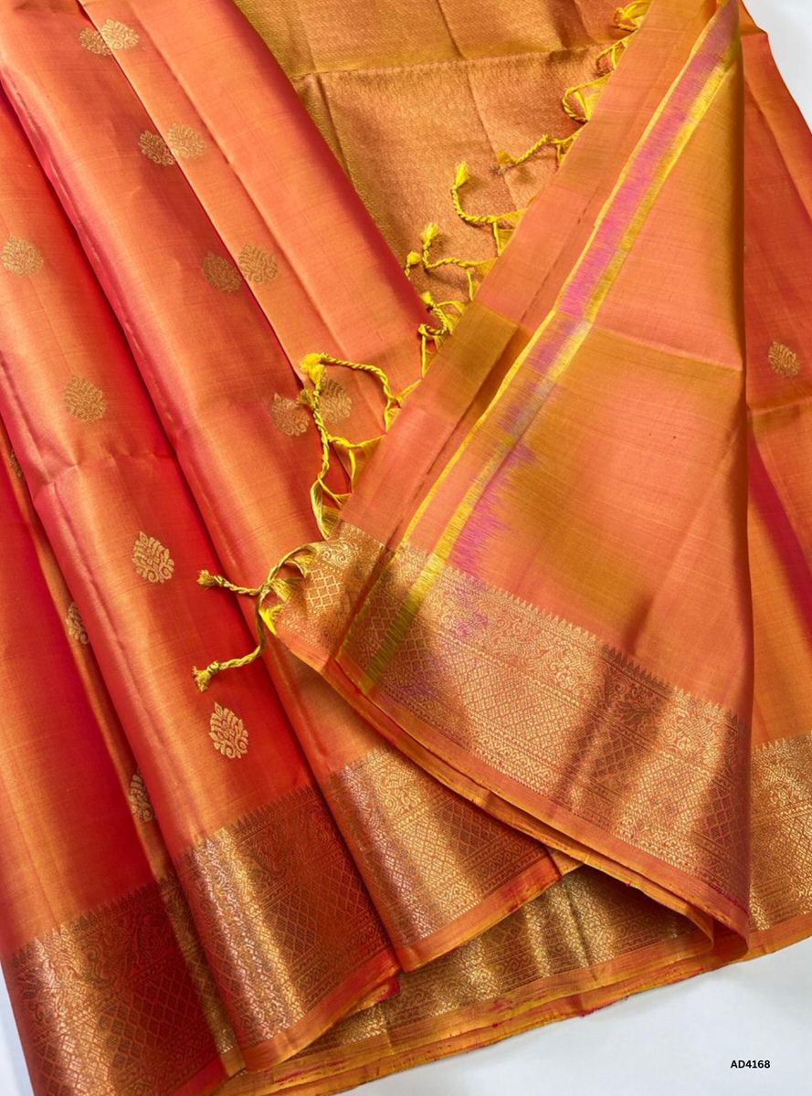 Pumpkin - Kanchi Border Soft Silk Saree