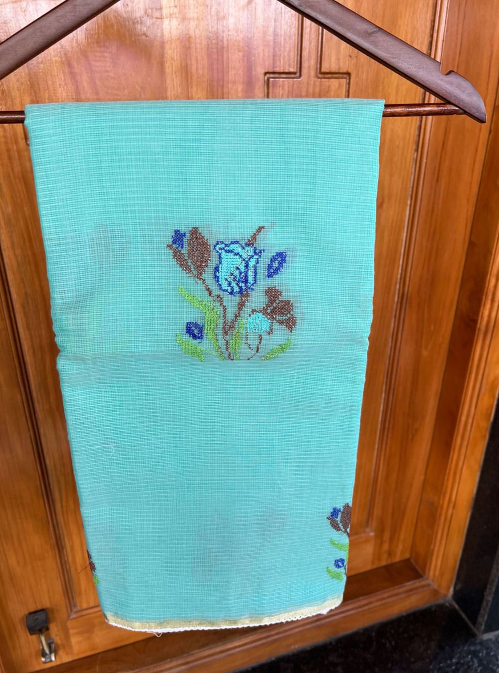 Aqua - Embroidered Pure Kota Cotton Saree