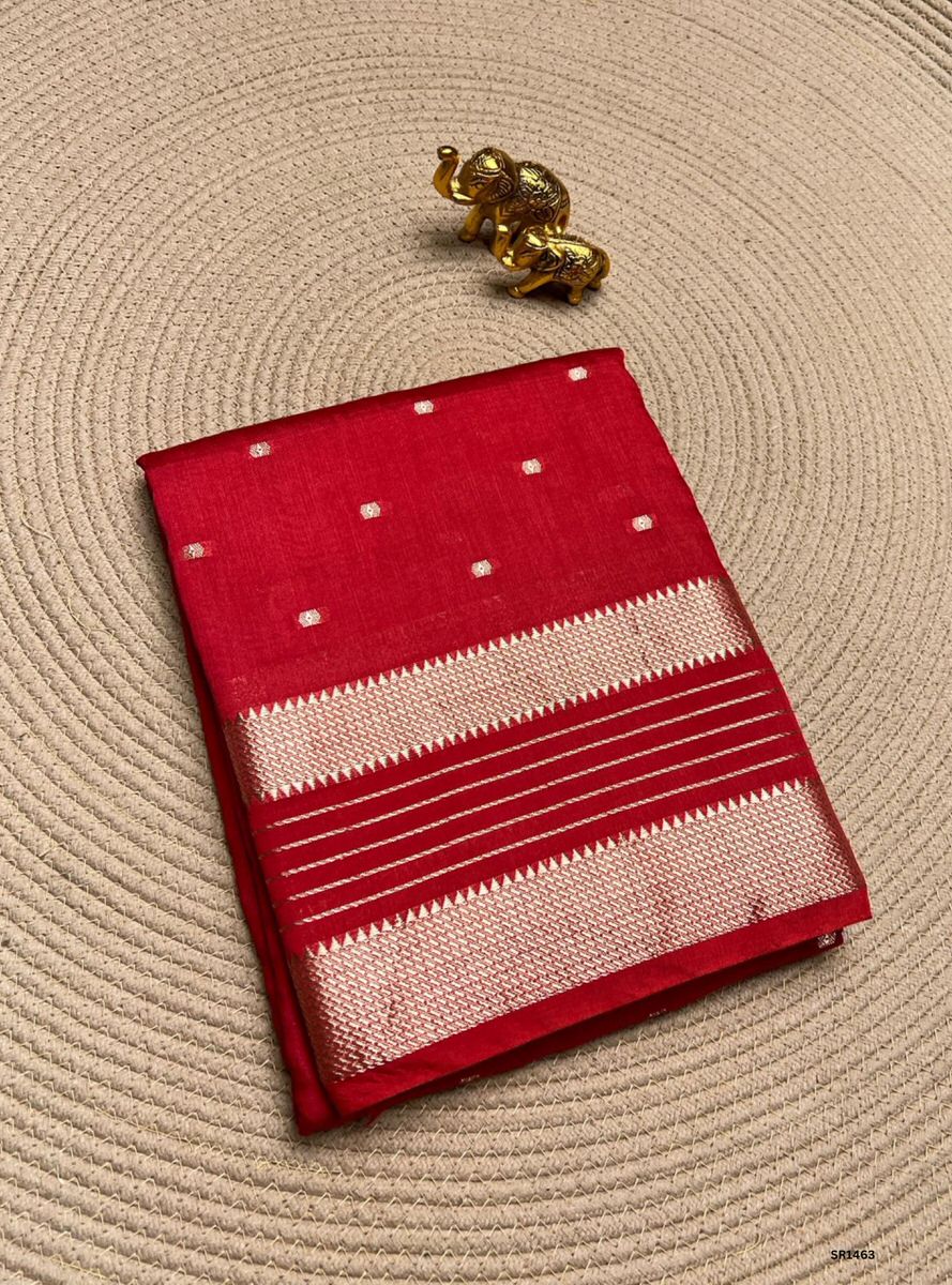 Red - Semi Banaras Silk Saree