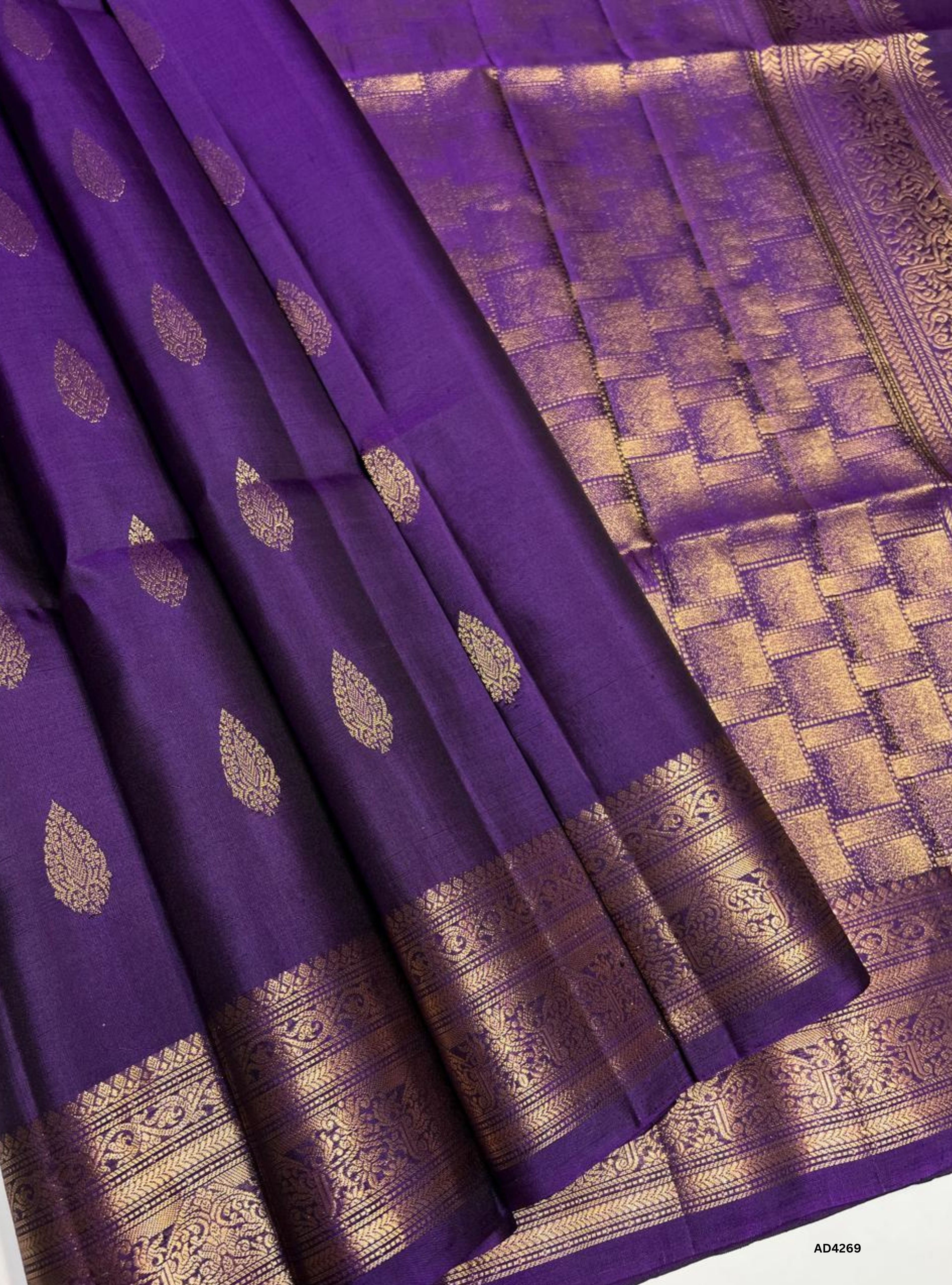 Purple - Kanchi Border Soft Silk Saree