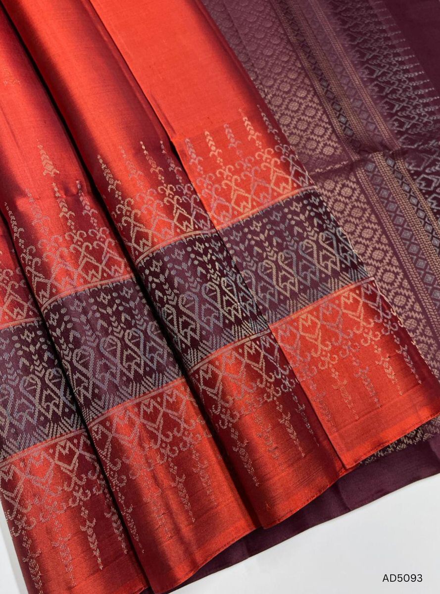 Rust & Burgundy - Fancy Border Soft Silk Saree
