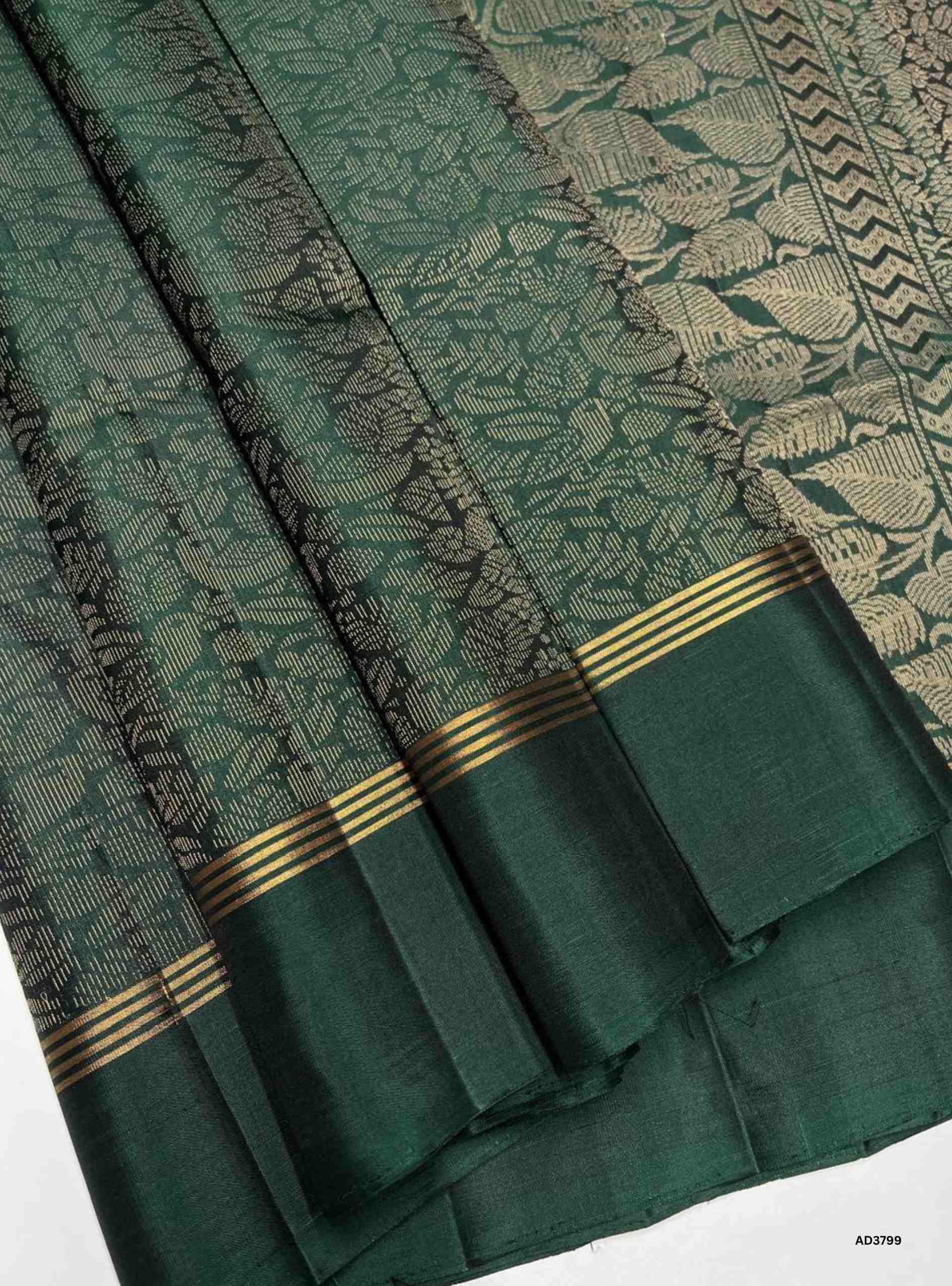 Dark Green - Soft Silk Brocade