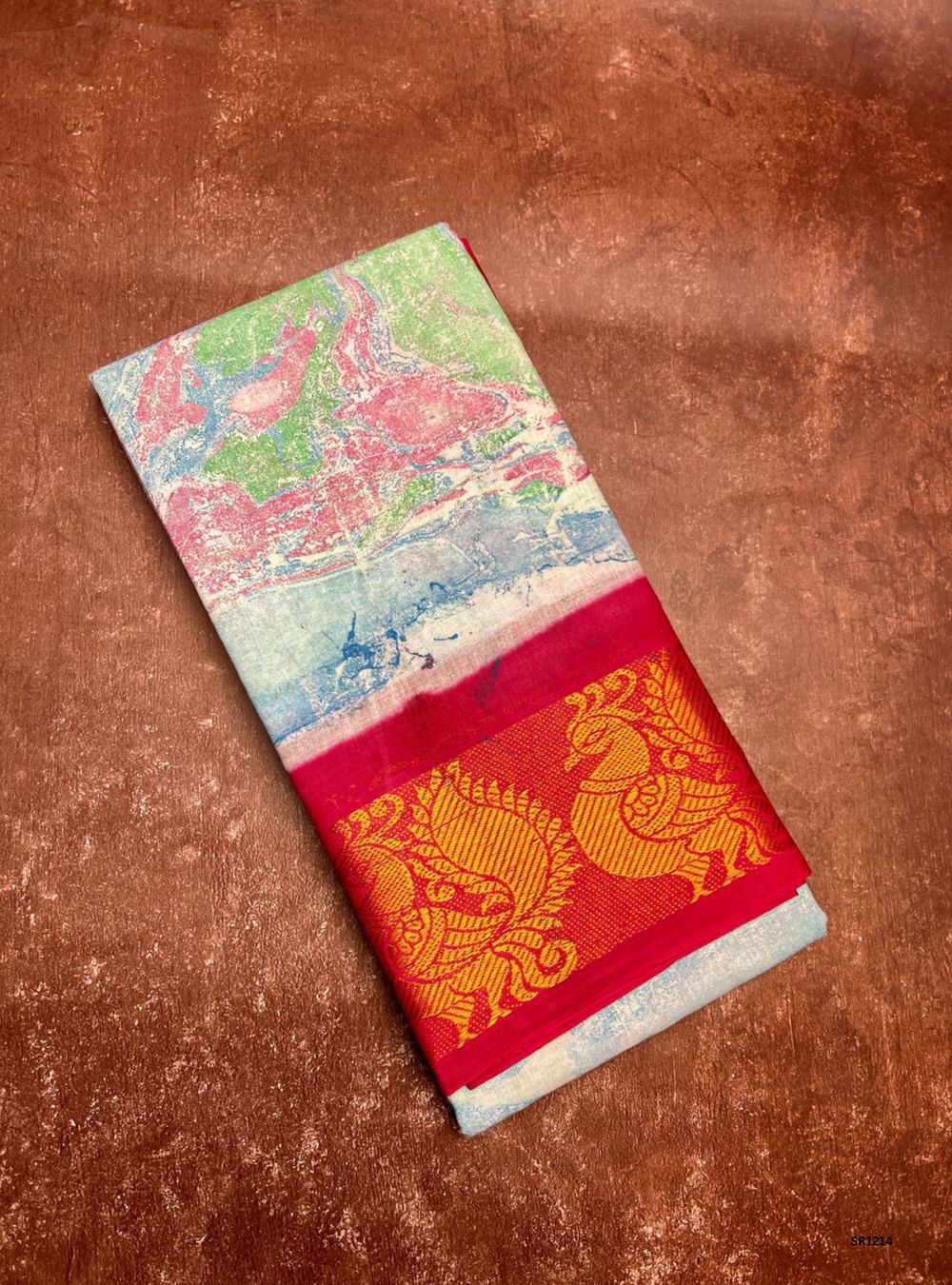 Baby Pink & Dark Pink - Marble Print Chungudi Cotton