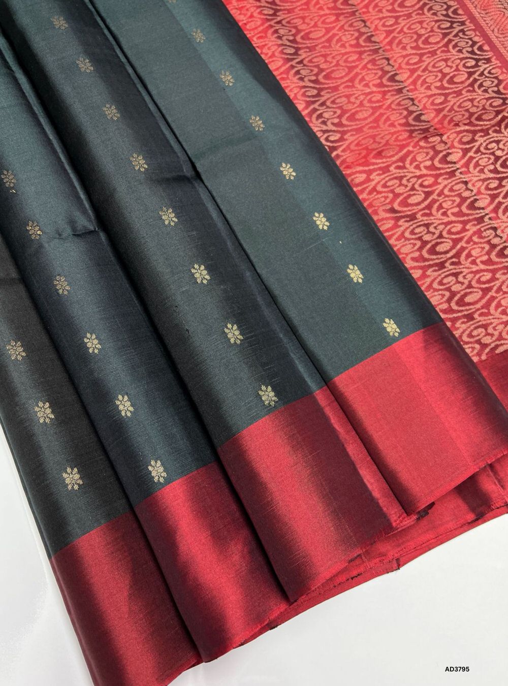 Dark Green & Maroon - Soft Silk Saree