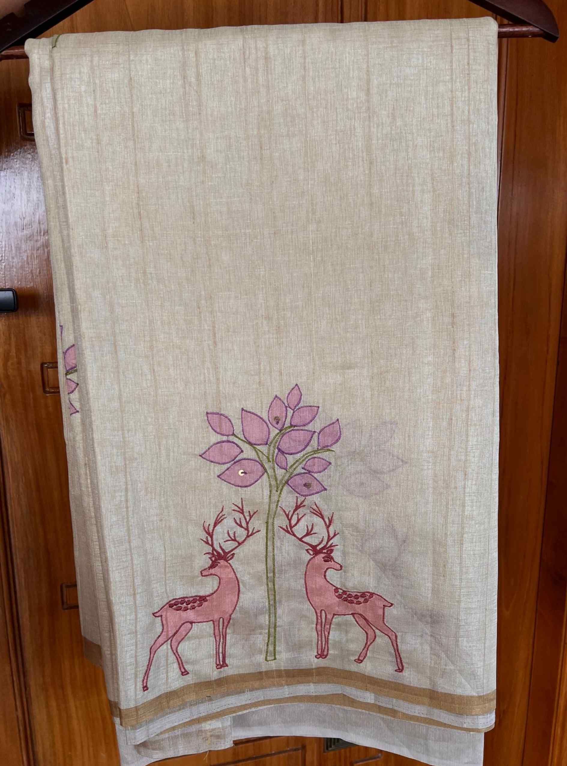 Cream - Munga Tussar Saree