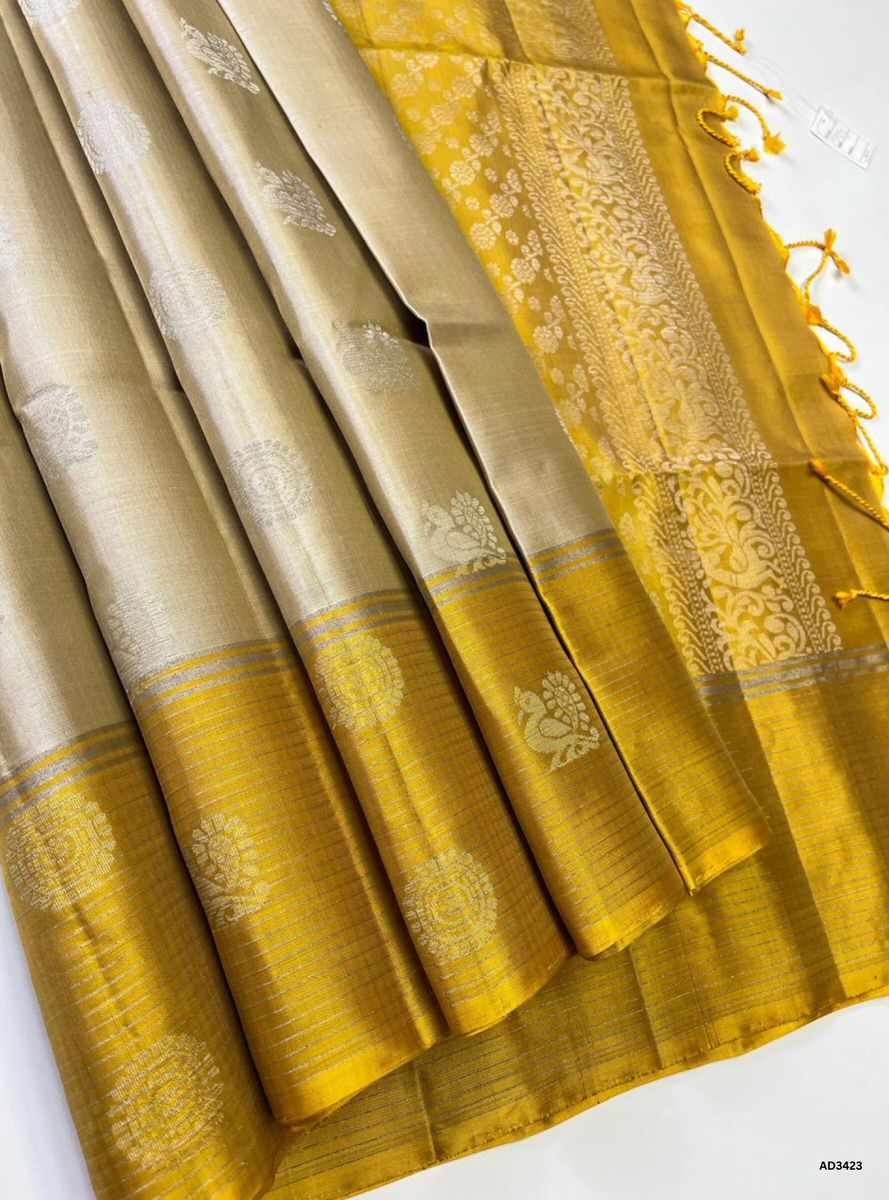 Ivory & Sunshine Yellow - Celebrity Inspired Saree