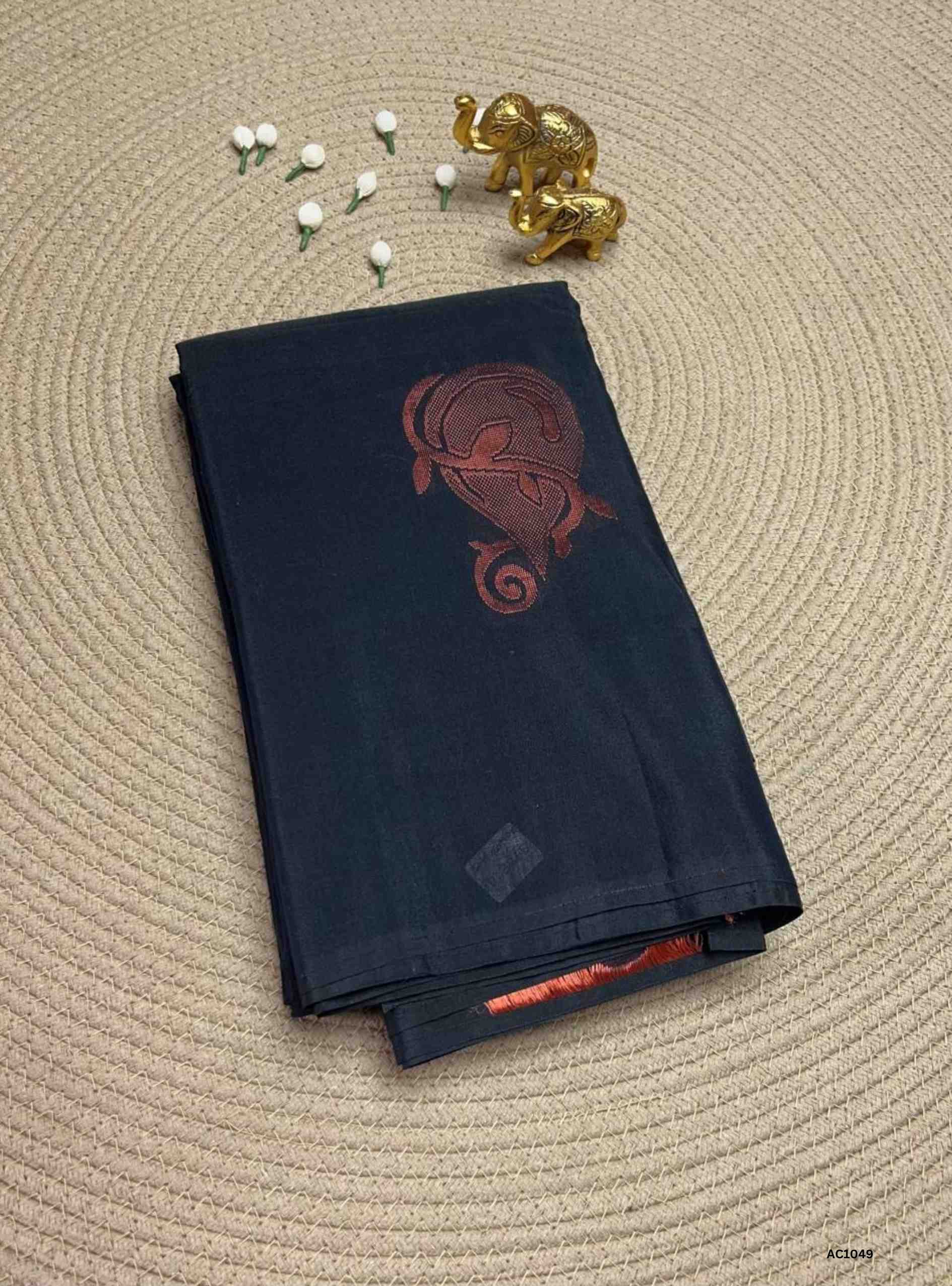 Soft Cotton Bhutta saree in Black color