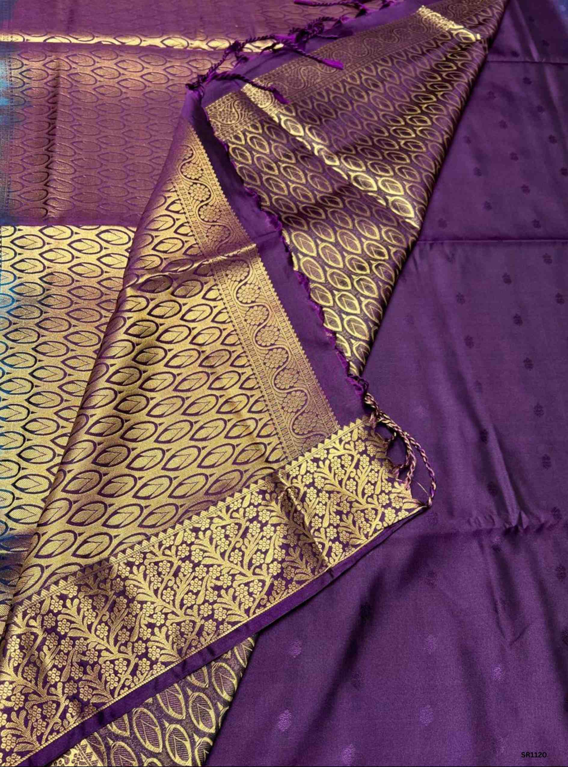 Teal & Dark Purple - Semi Silk Saree