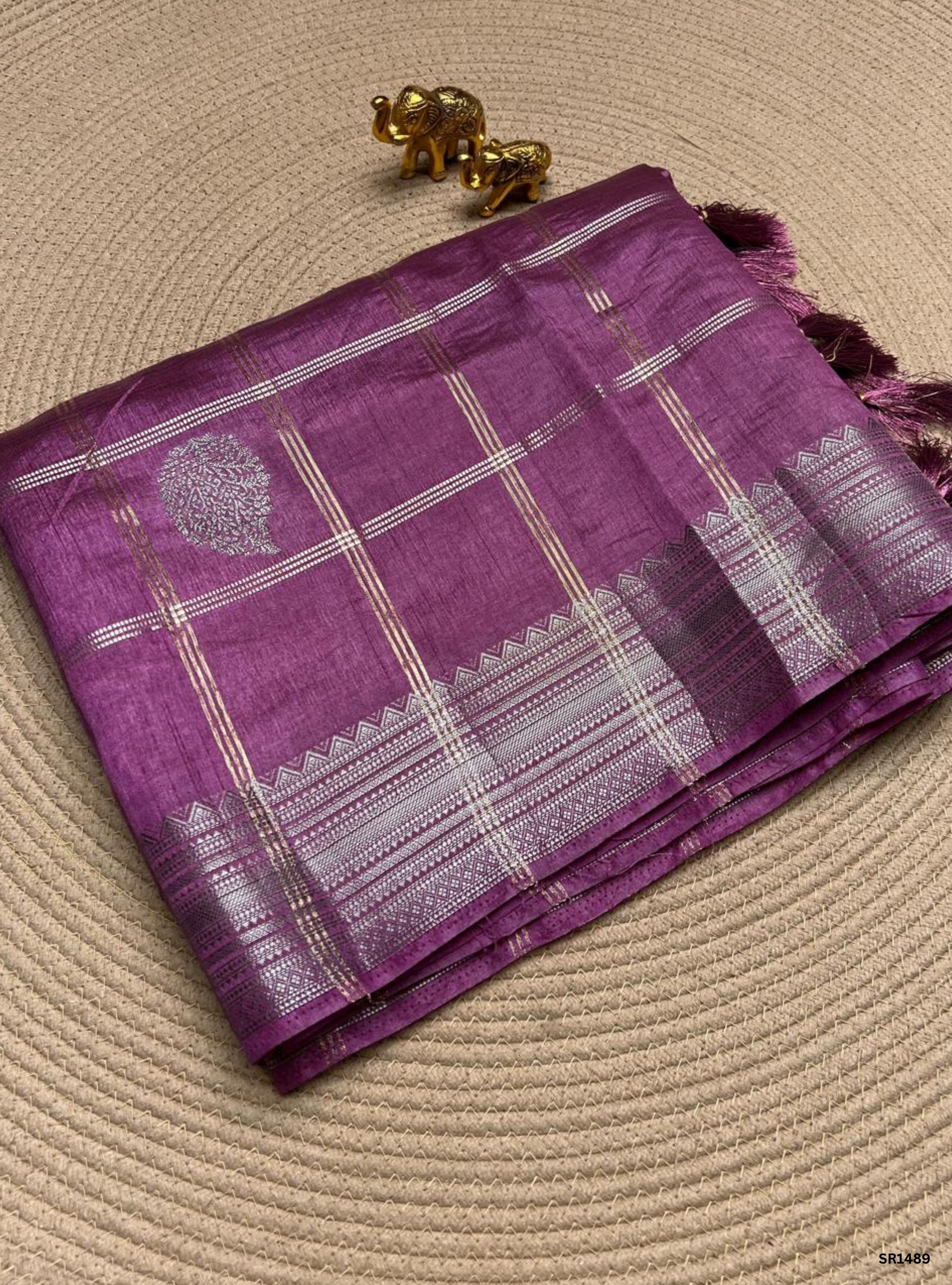 Mulberry Pink - Semi Tussar Saree