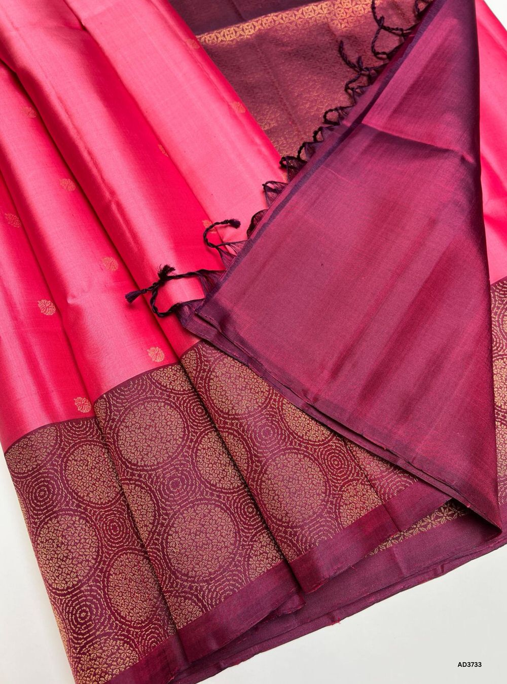 Pink & Plum - One Side Border Saree