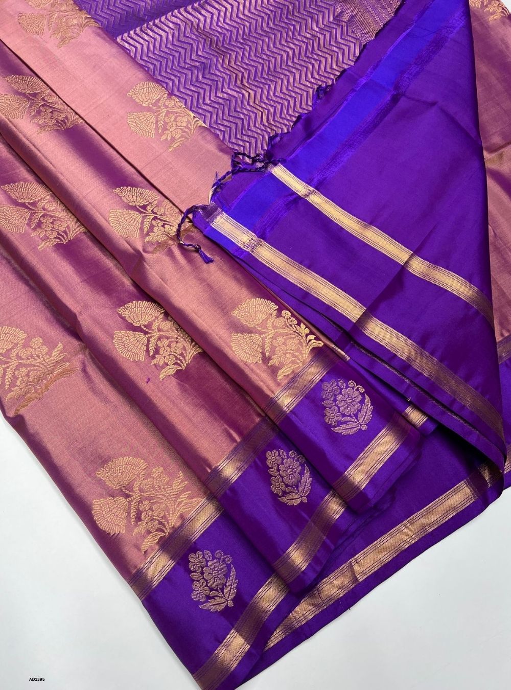 Dusty Rose & Purple - Soft Silk Saree