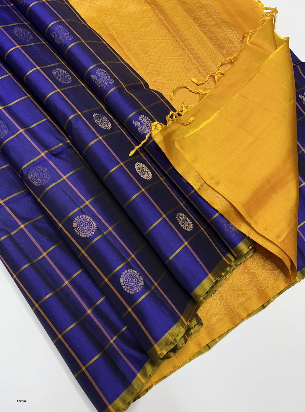Royal Blue & Yellow - Soft Silk Saree