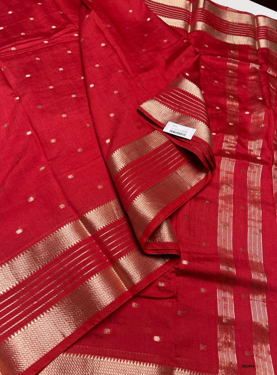 Red - Semi Banaras Silk Saree