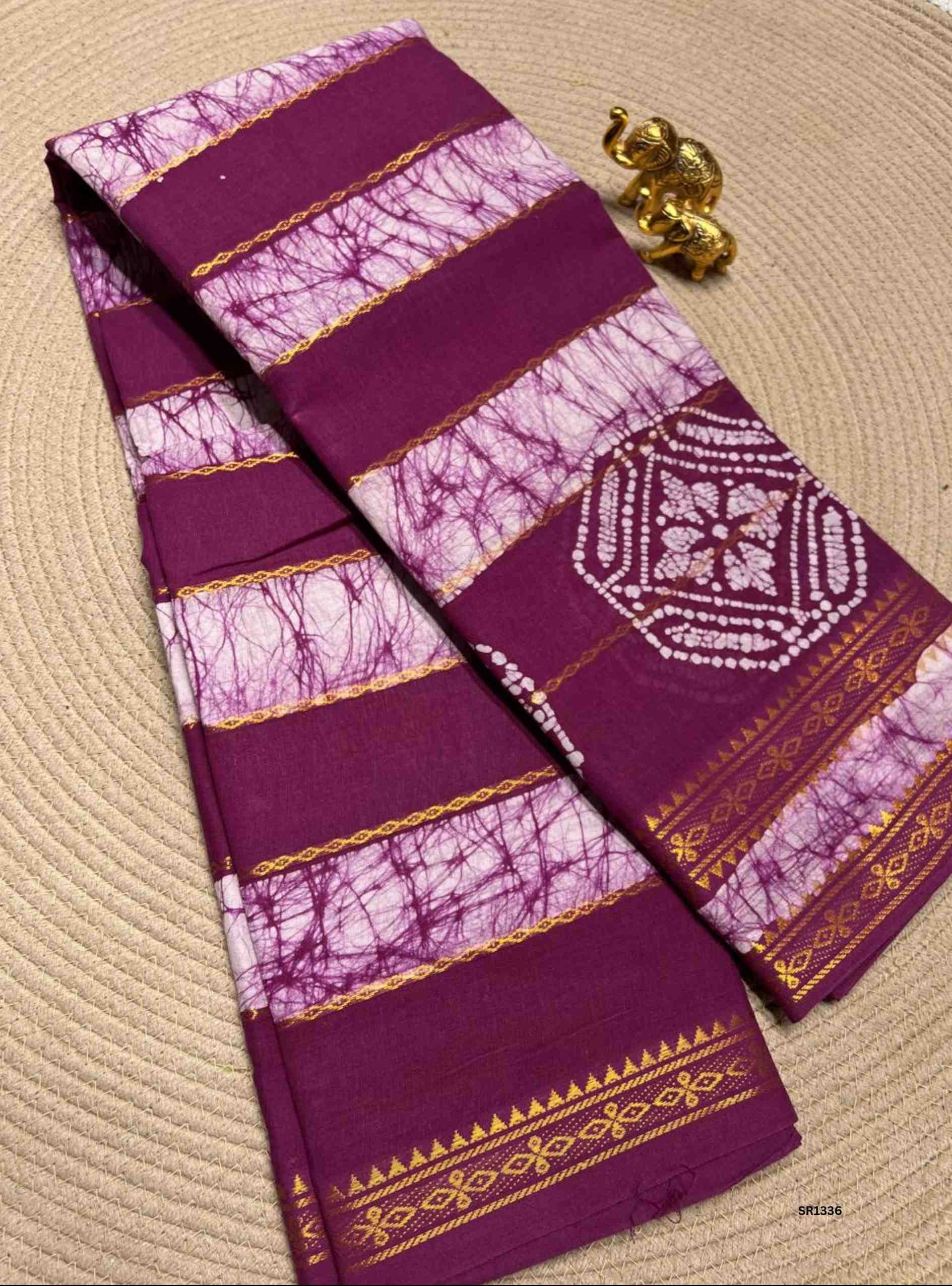 Magenta Pink - Velthaari X Bandhini Cotton Saree