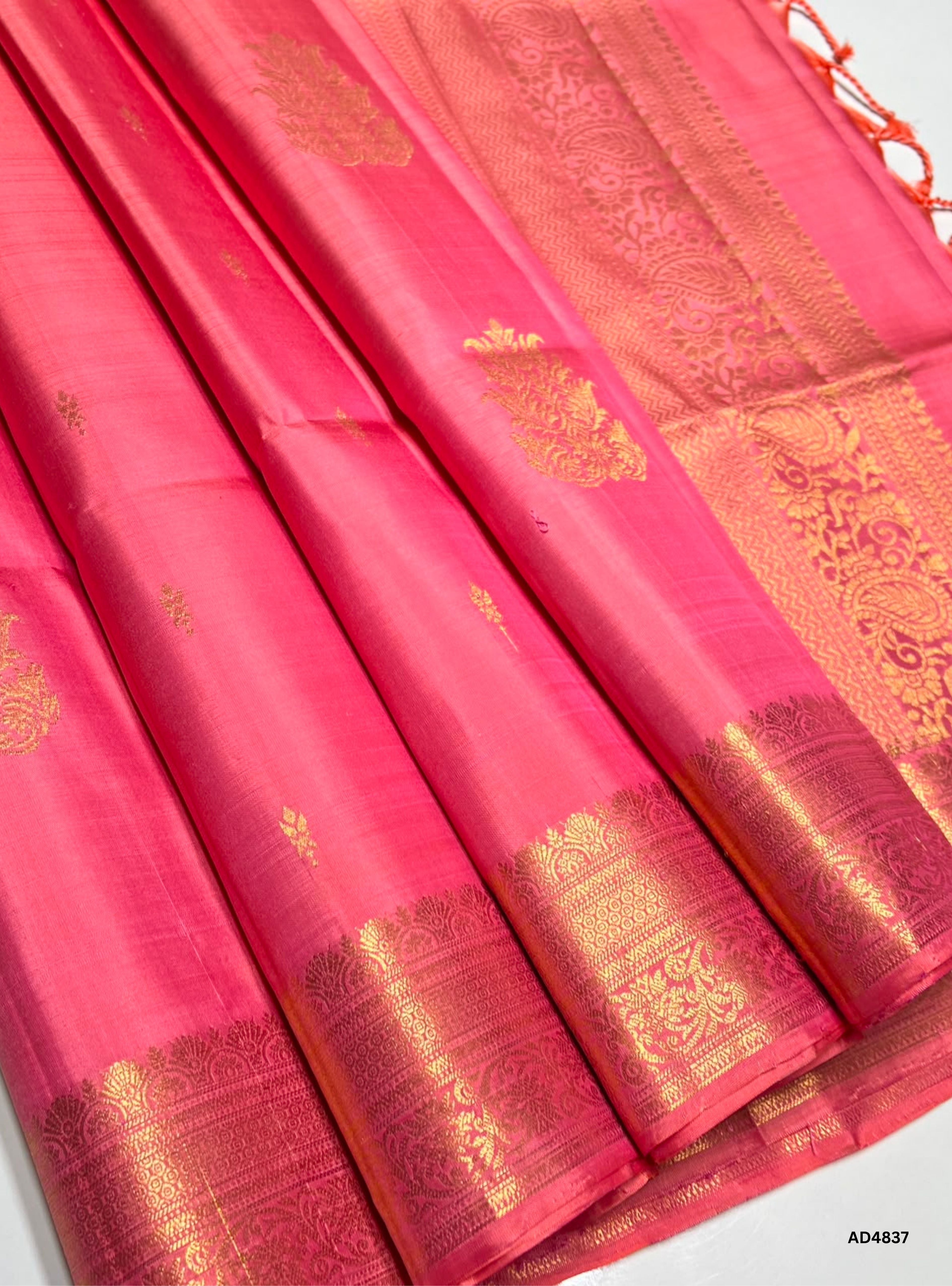 Peach - Kanchi Border Soft Silk Saree