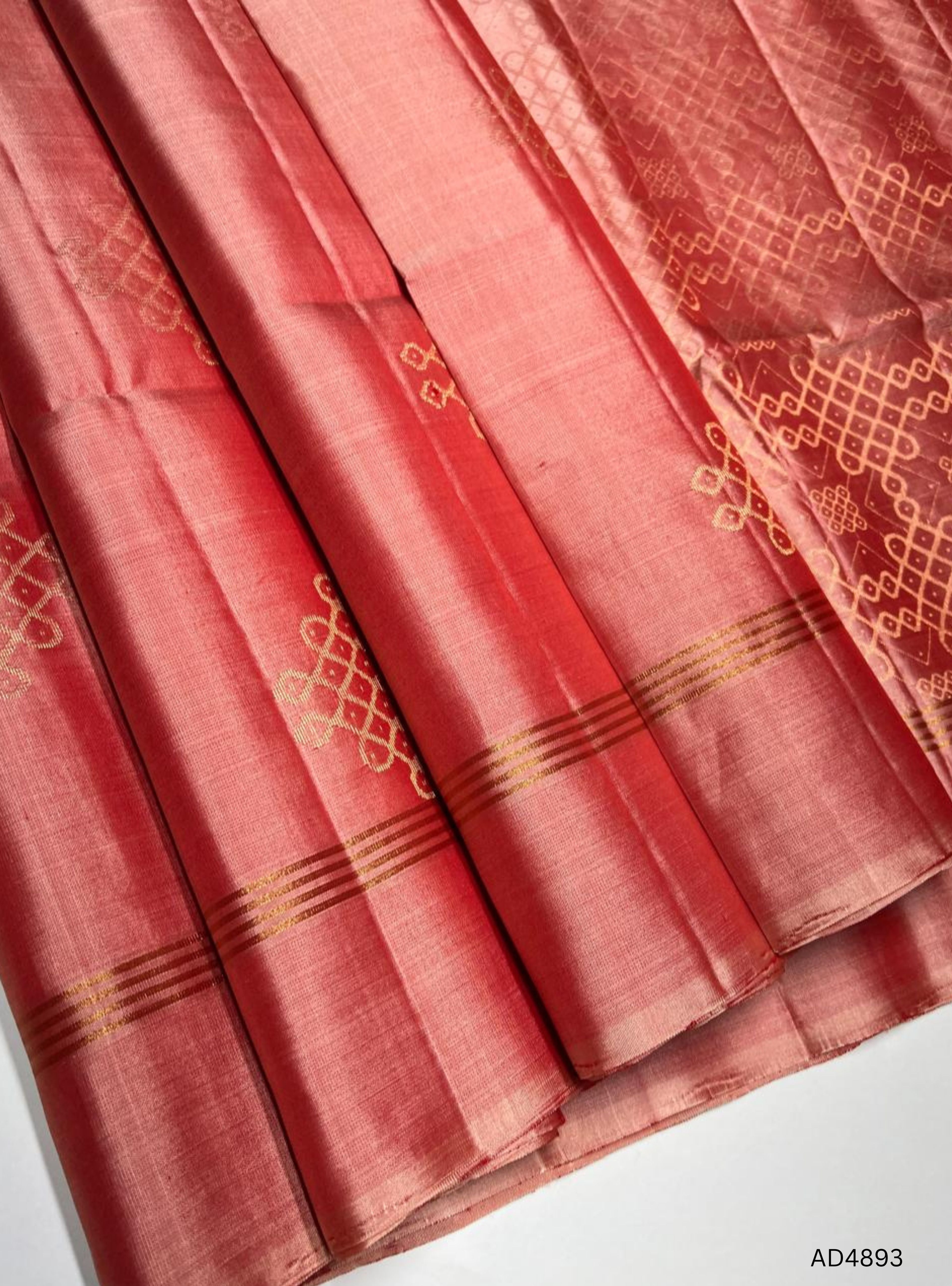 Peach Graefruit - Kolam Soft Silk Saree