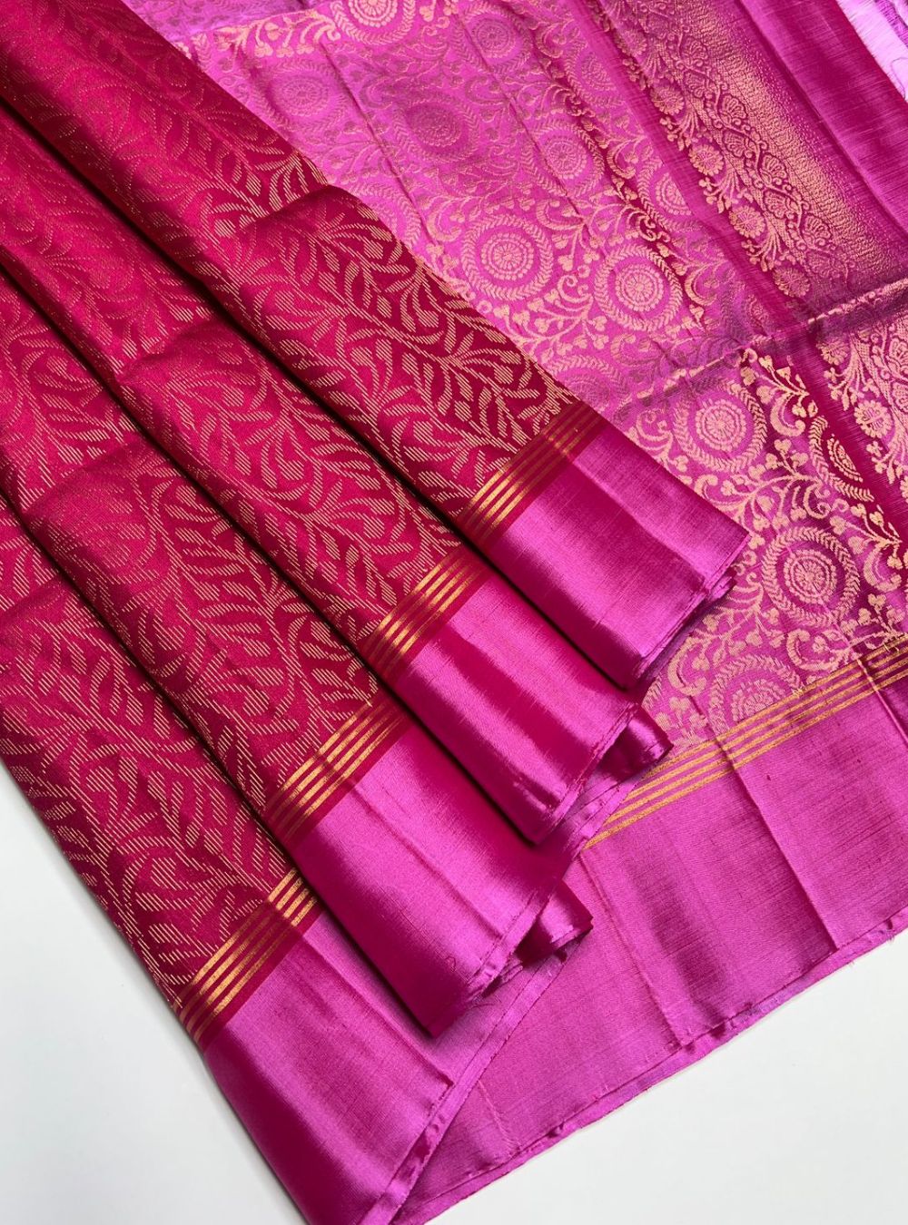 Radish Red & Pink- Soft Silk Saree