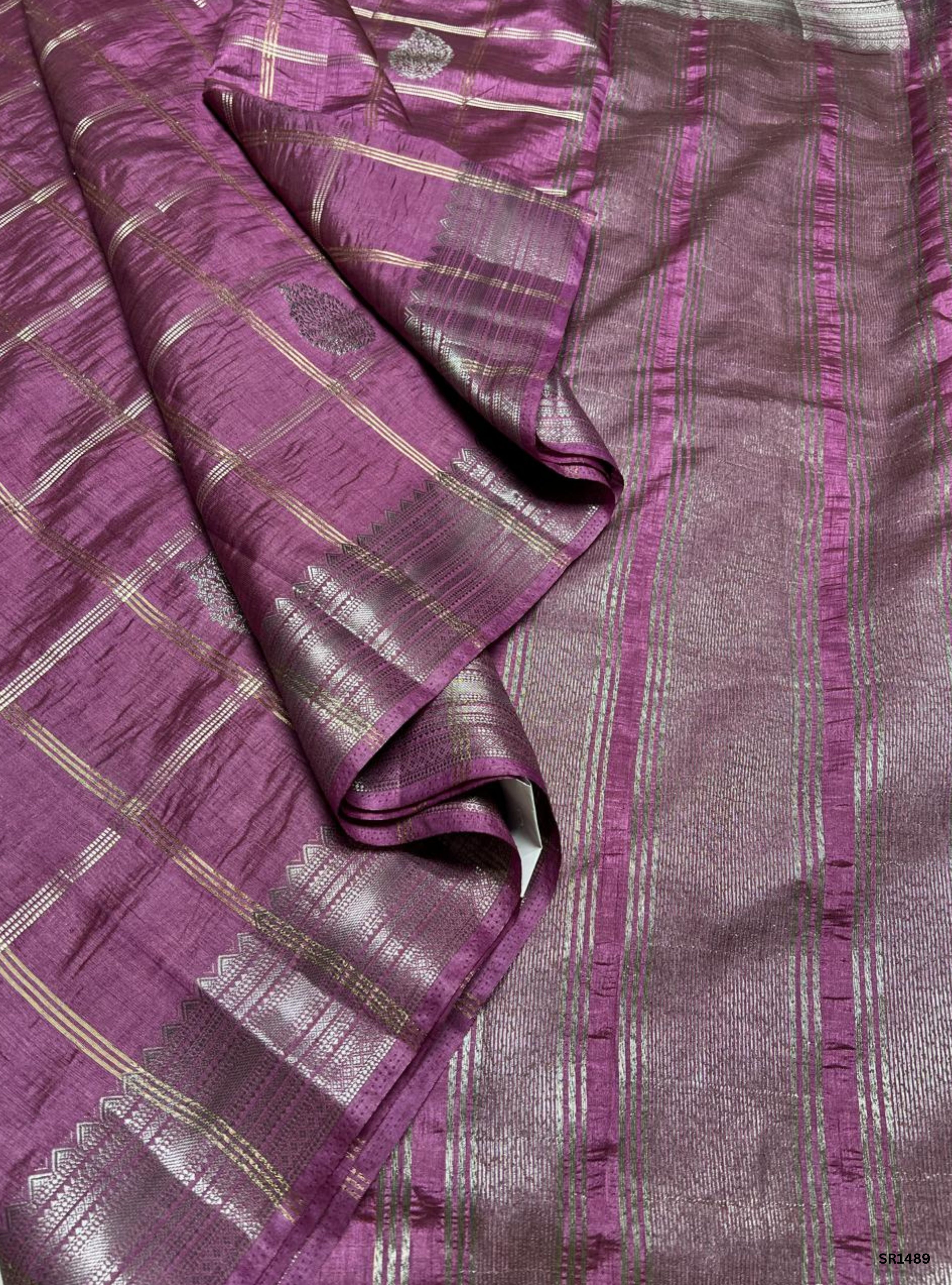 Mulberry Pink - Semi Tussar Saree