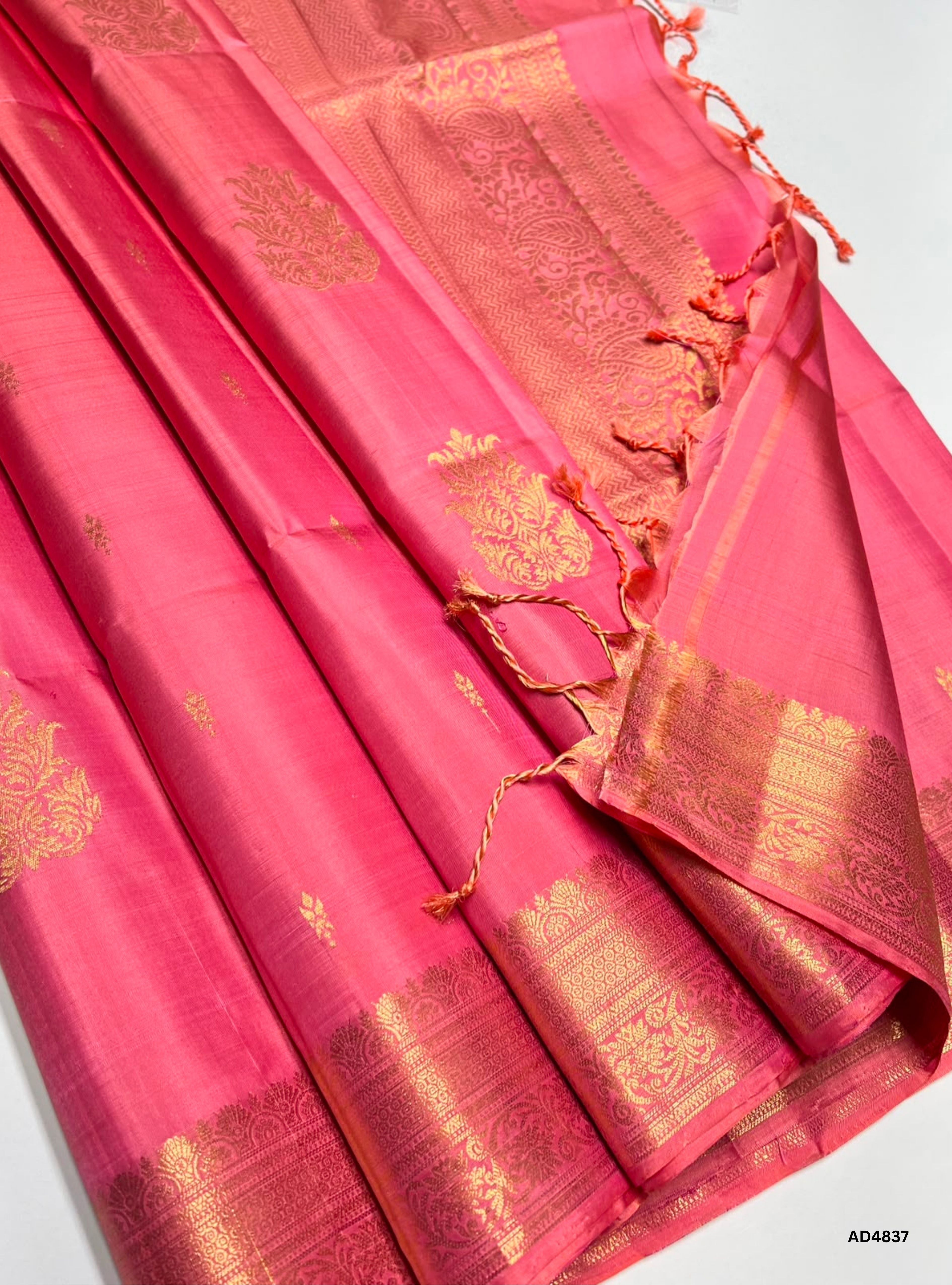 Peach - Kanchi Border Soft Silk Saree