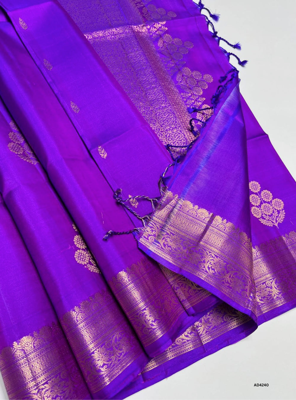 Purple - Kanchi Border Soft Silk Saree