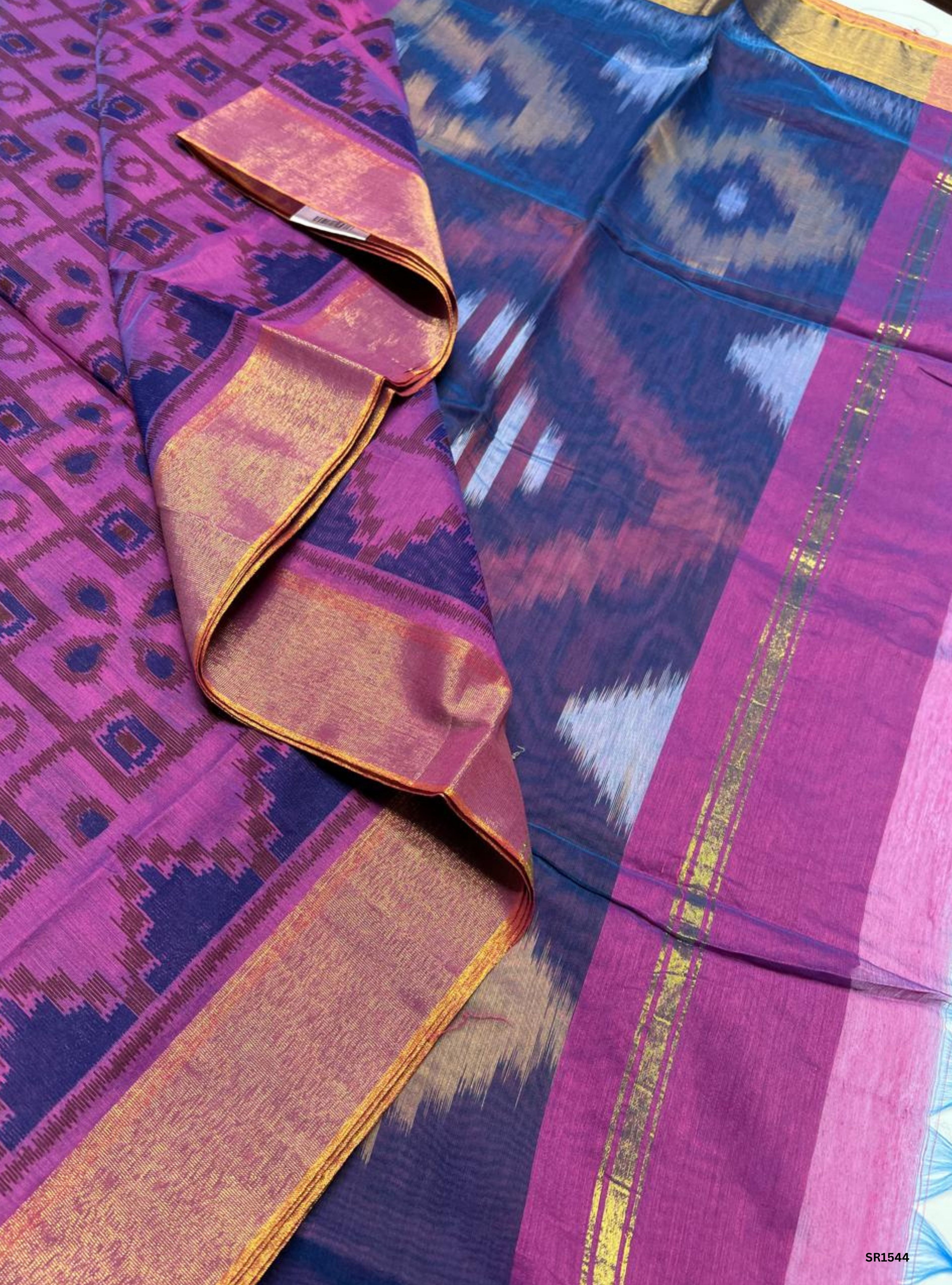 Magenta & Navy Blue - Kotta Cotton Saree