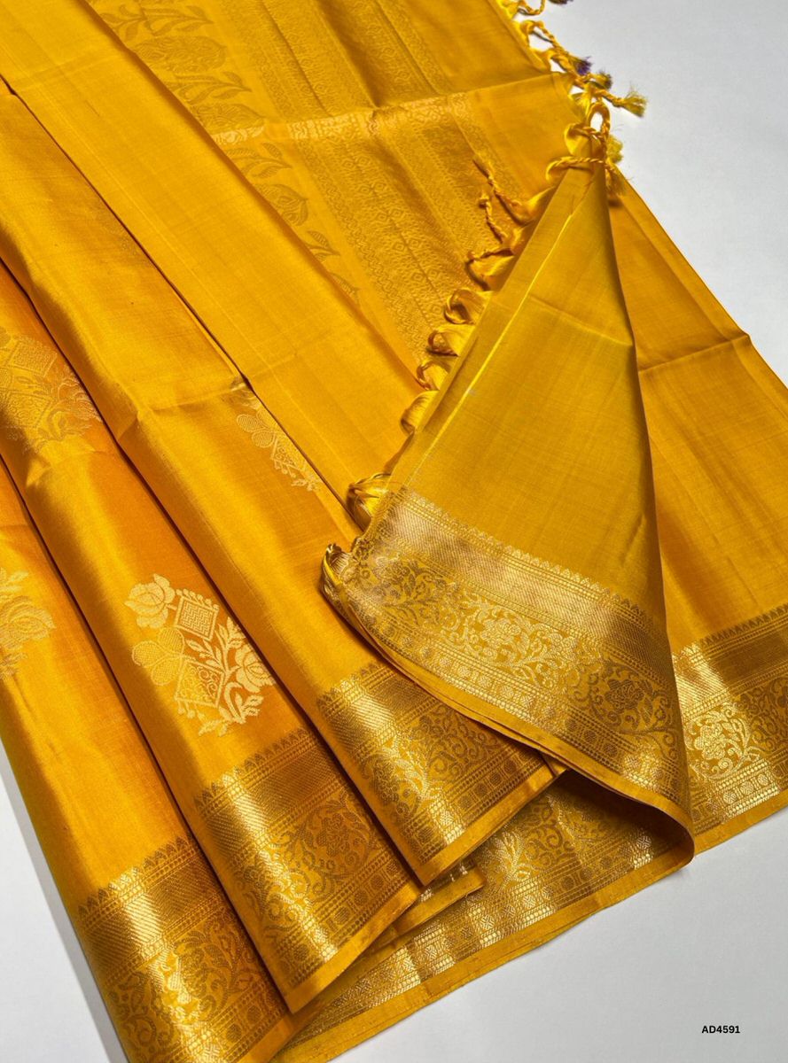 Yellow - Kanchi Border Soft Silk Saree