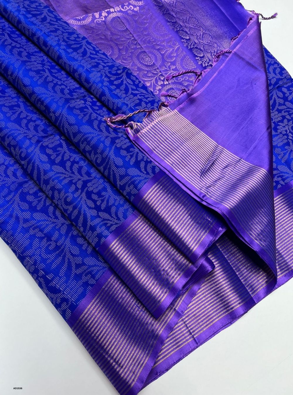 Royal Blue & Lavender - Soft Silk Saree
