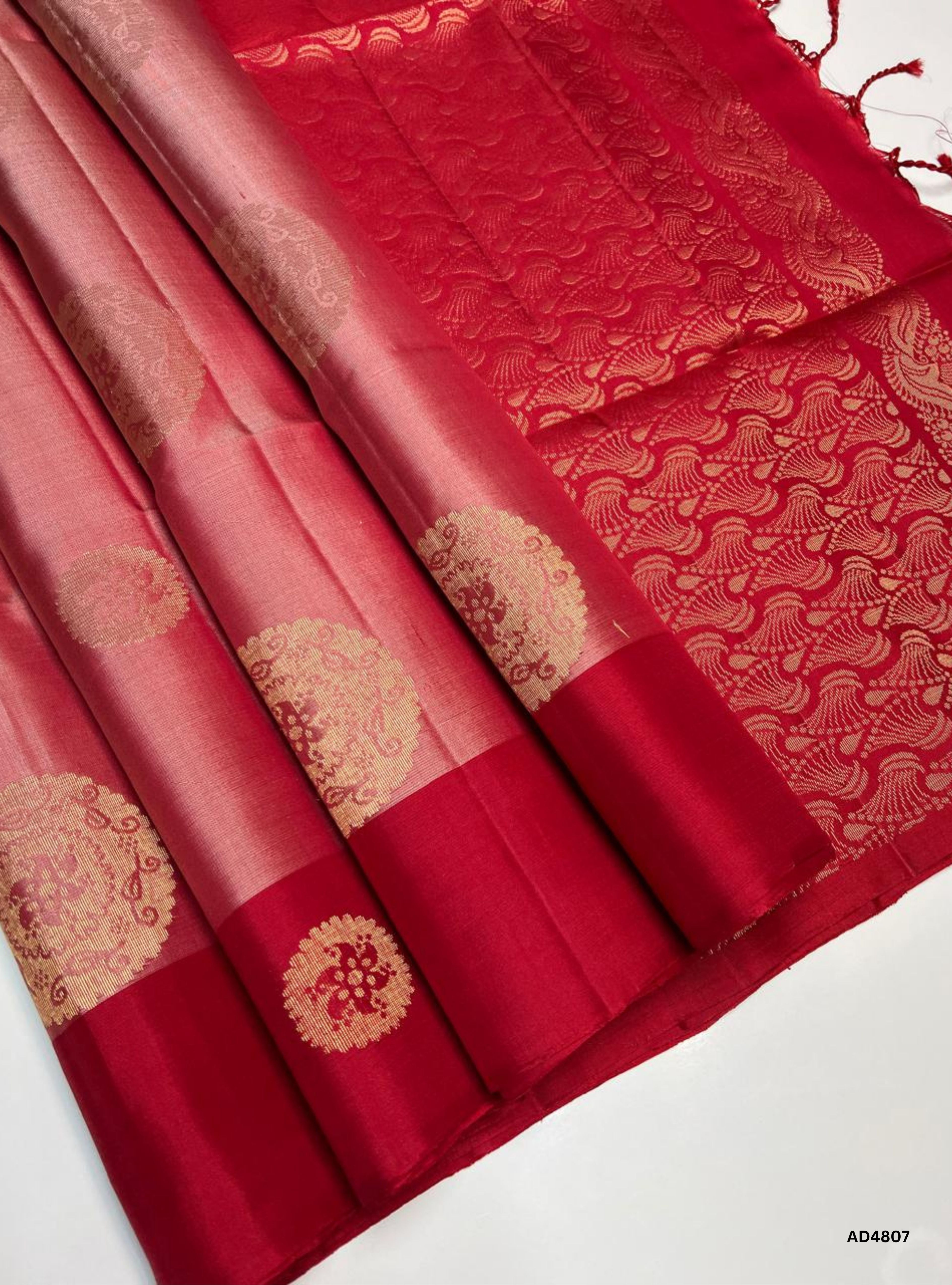 Pink & Red - Soft Silk Saree