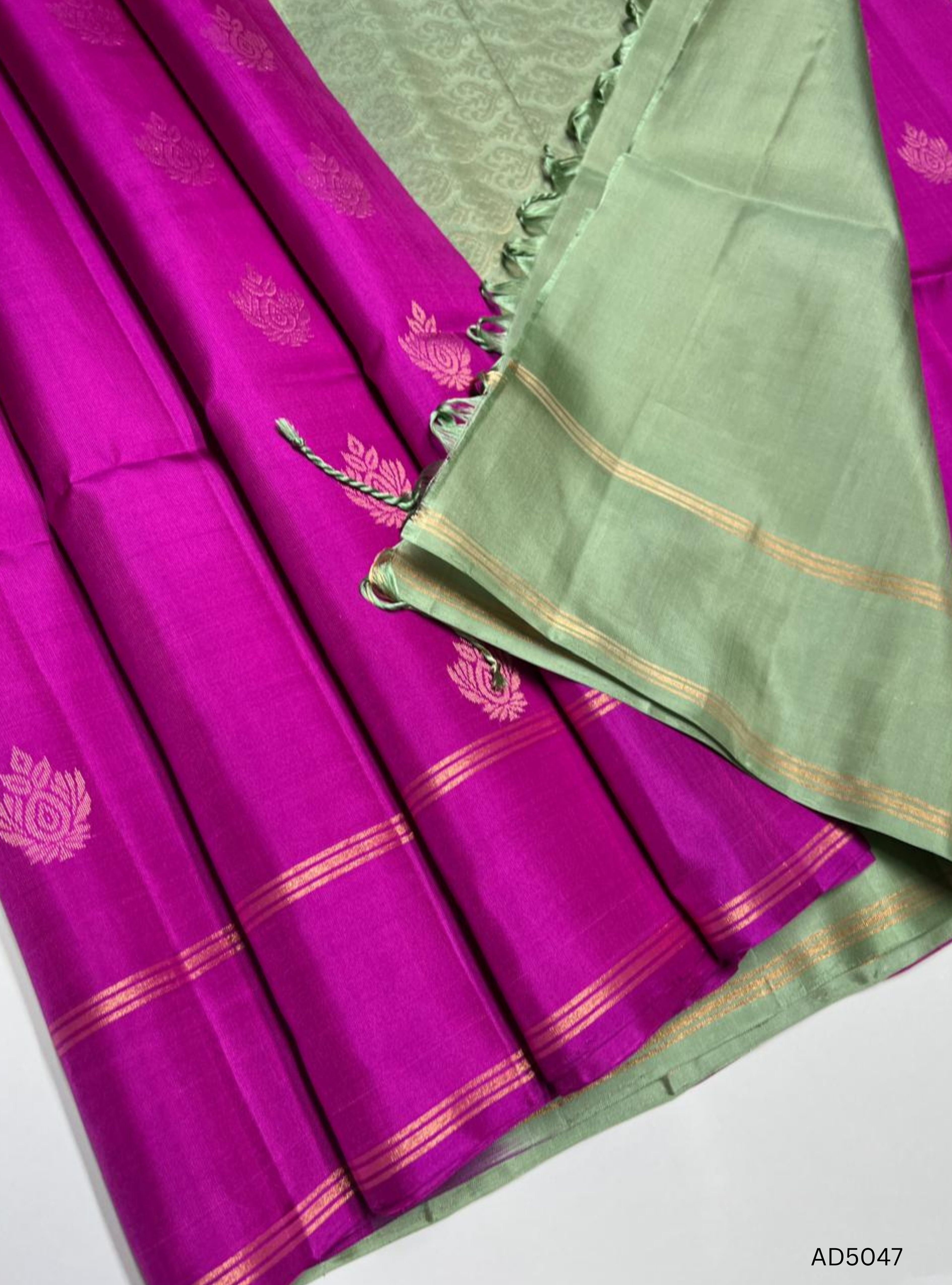 Pink & Pista Green - Soft Silk Saree
