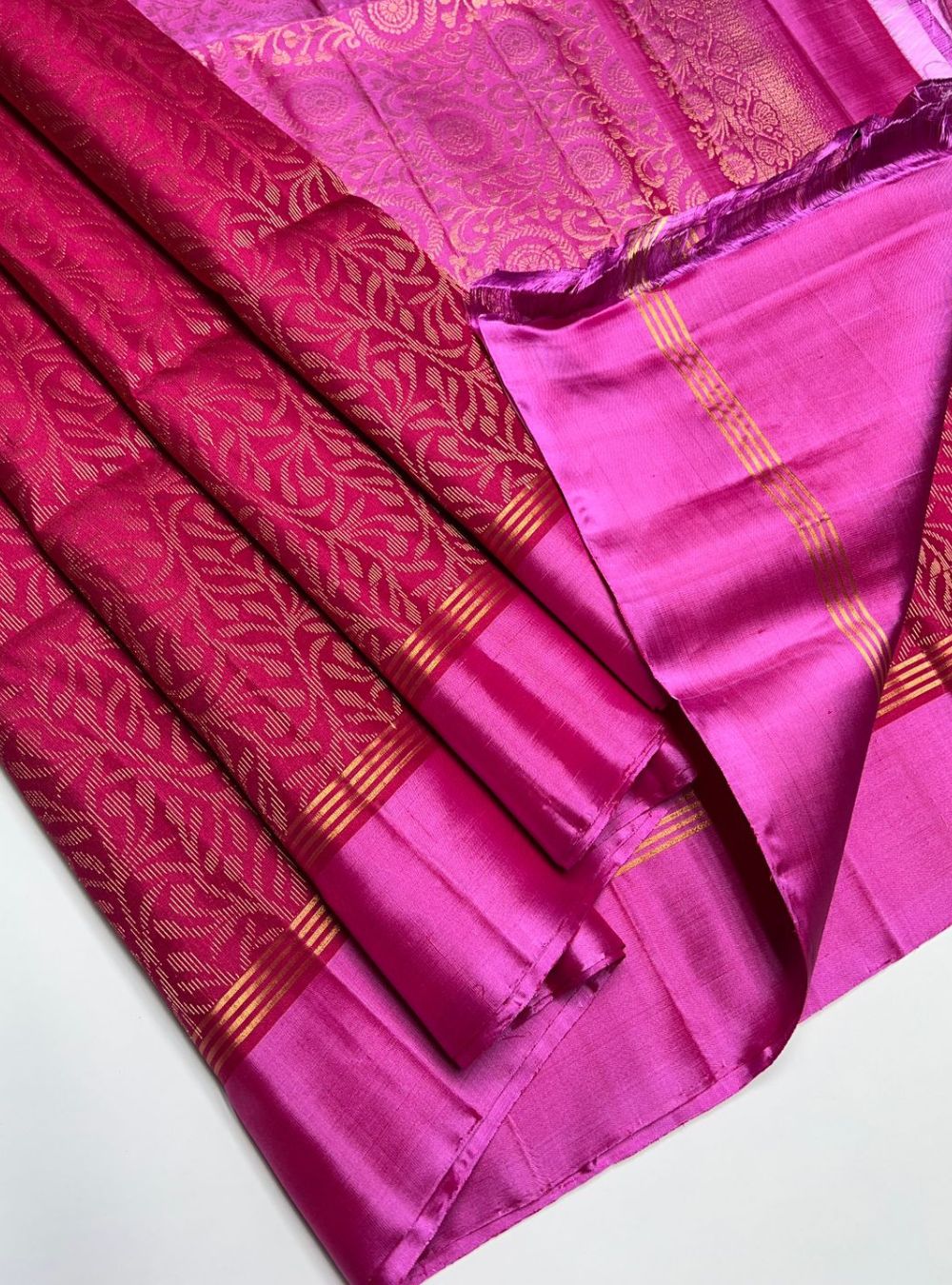 Radish Red & Pink- Soft Silk Saree