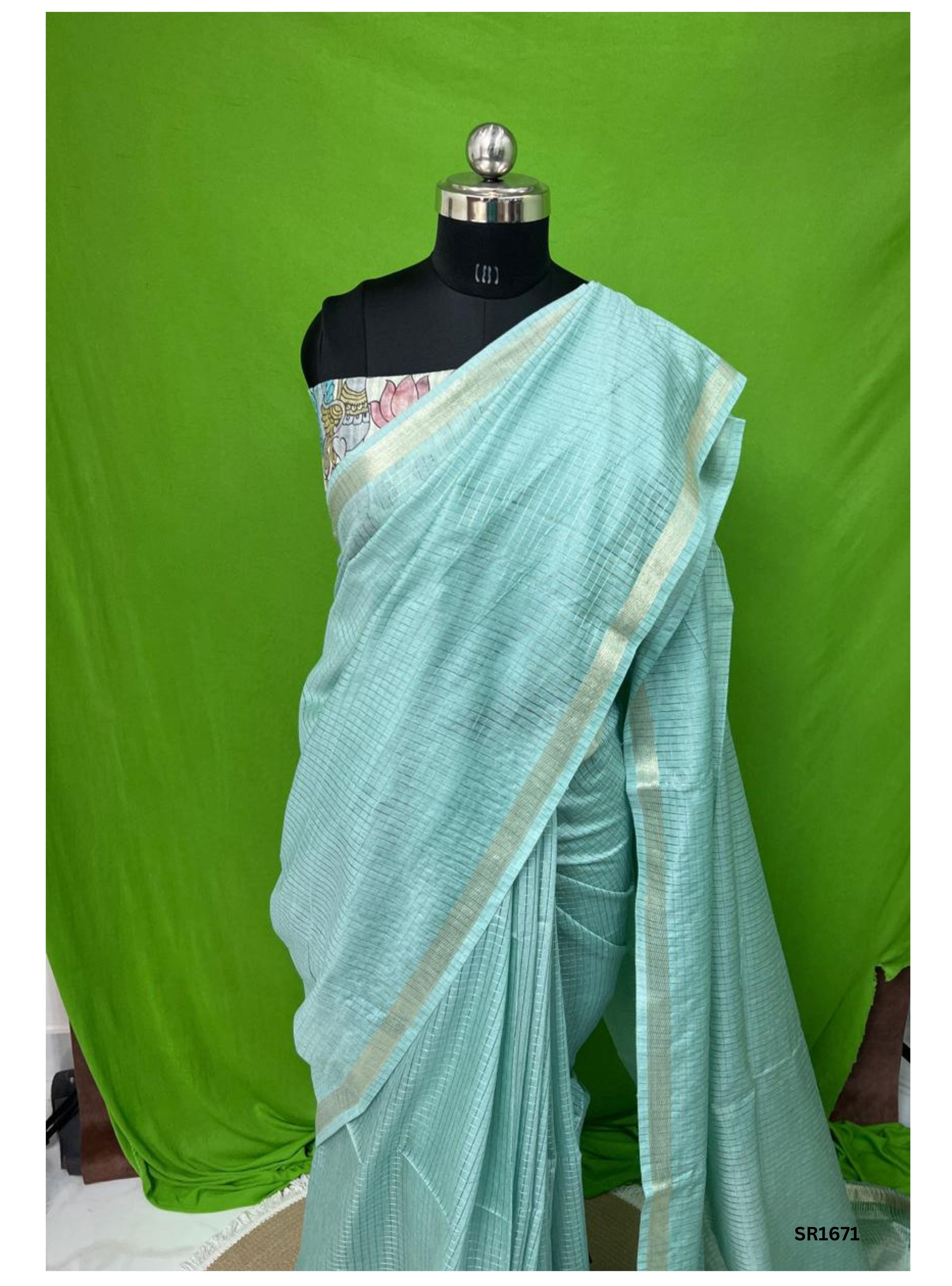 Mint Green - Moonga Silk Saree