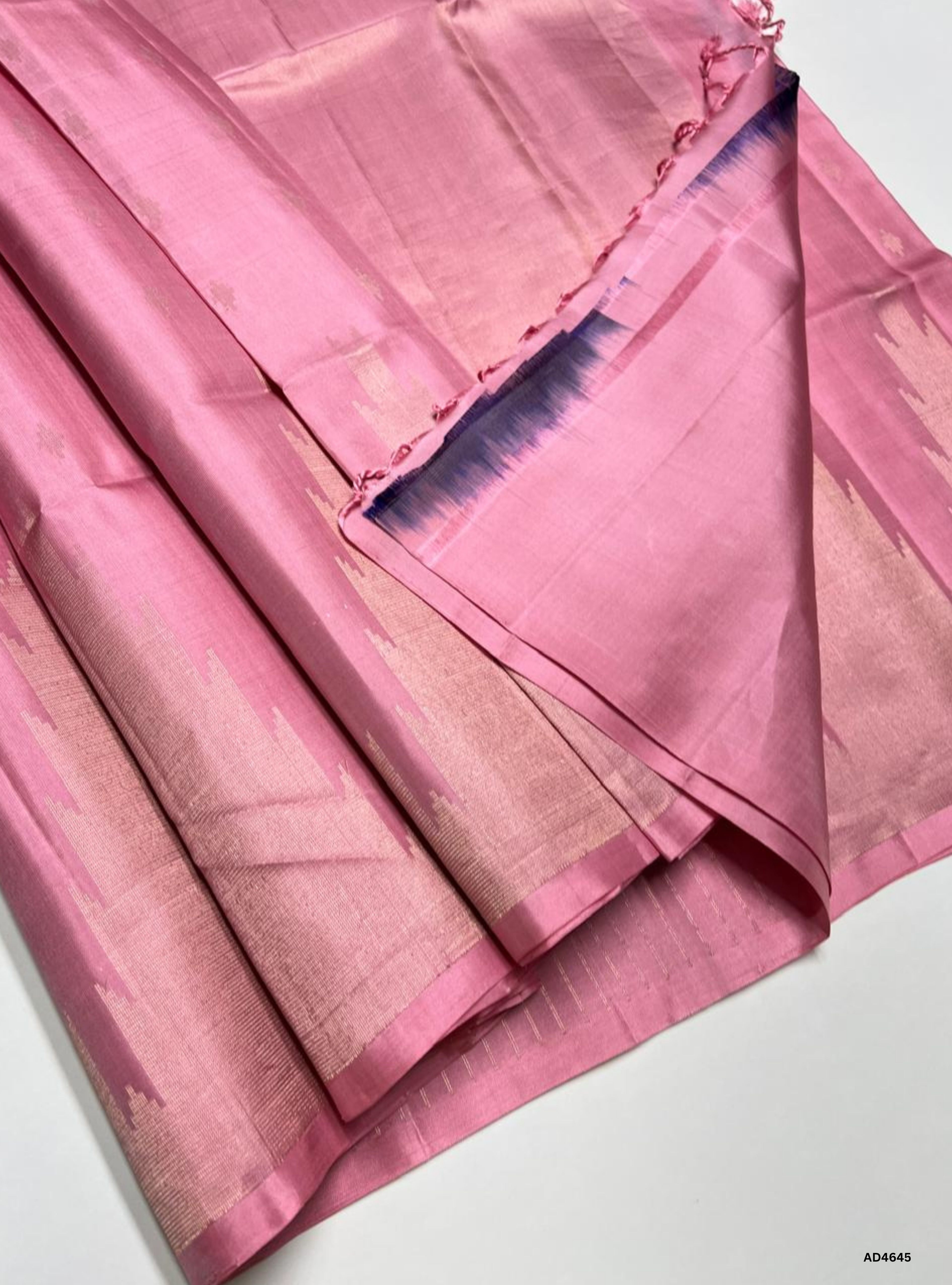 Pink - Temple Border Soft Silk Saree