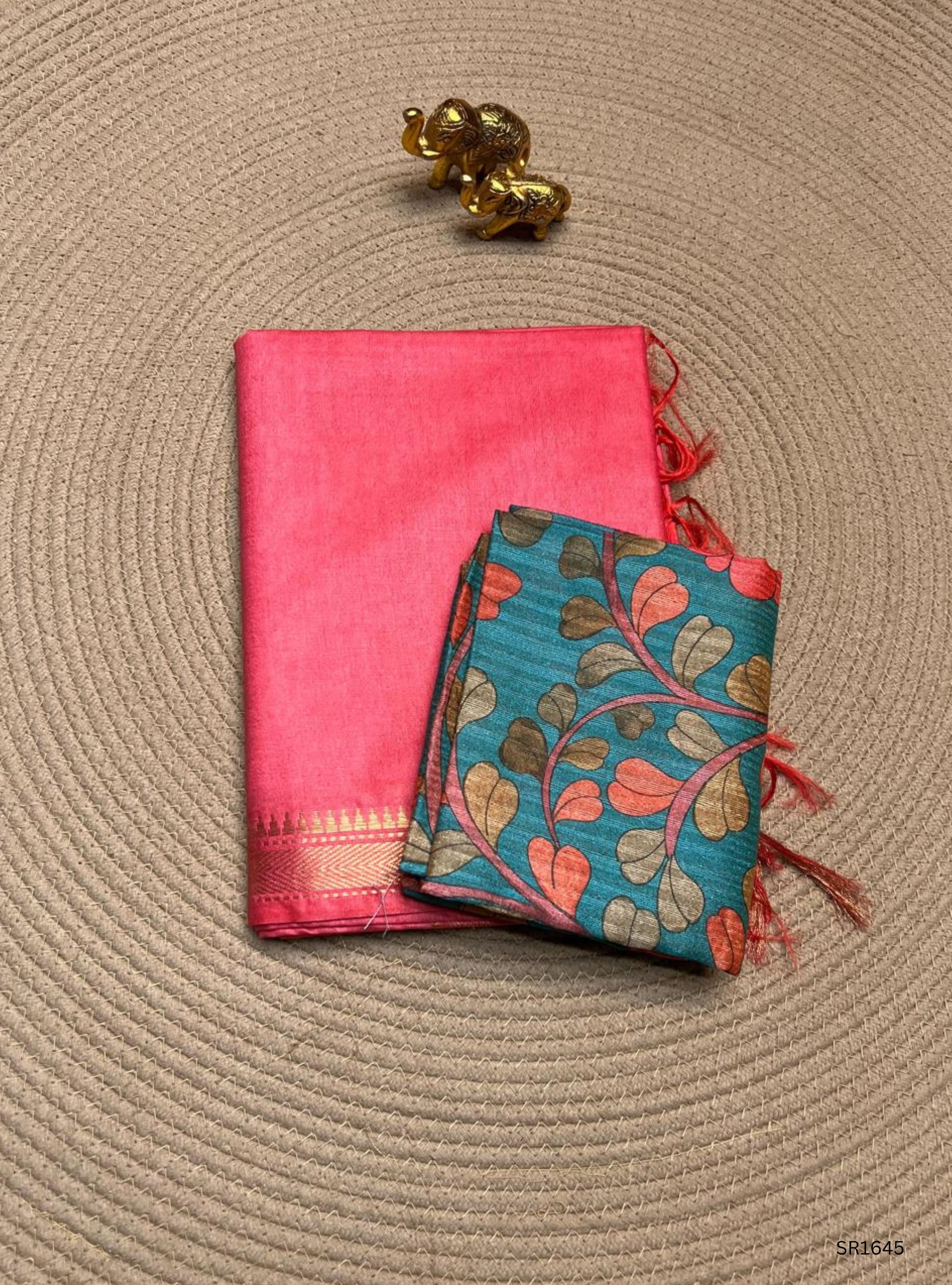 Pink - Moonga Silk Saree