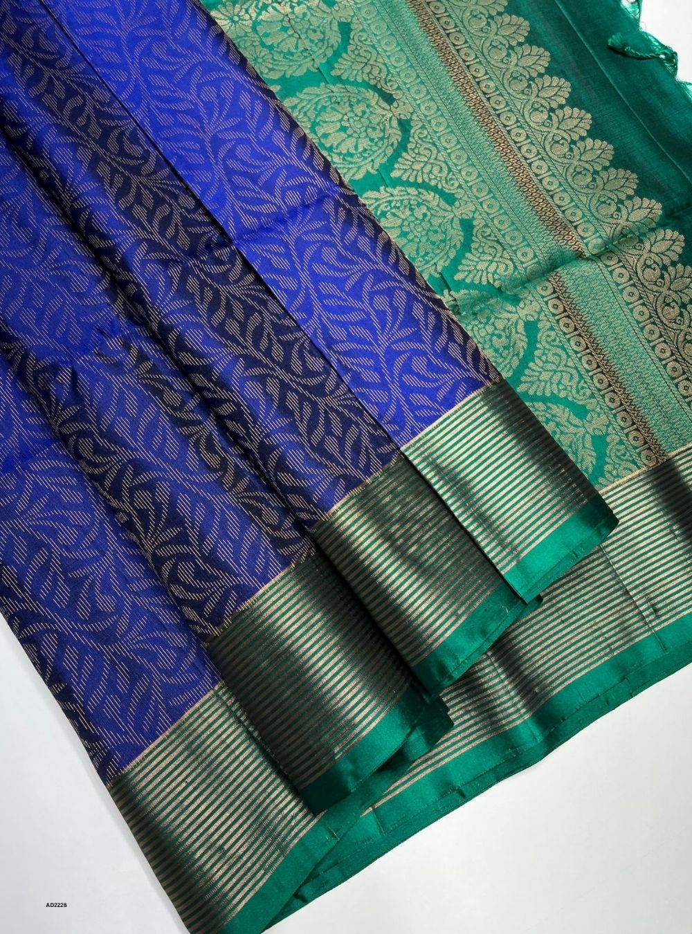 Royal Blue & Emerald Green - Soft Silk Saree