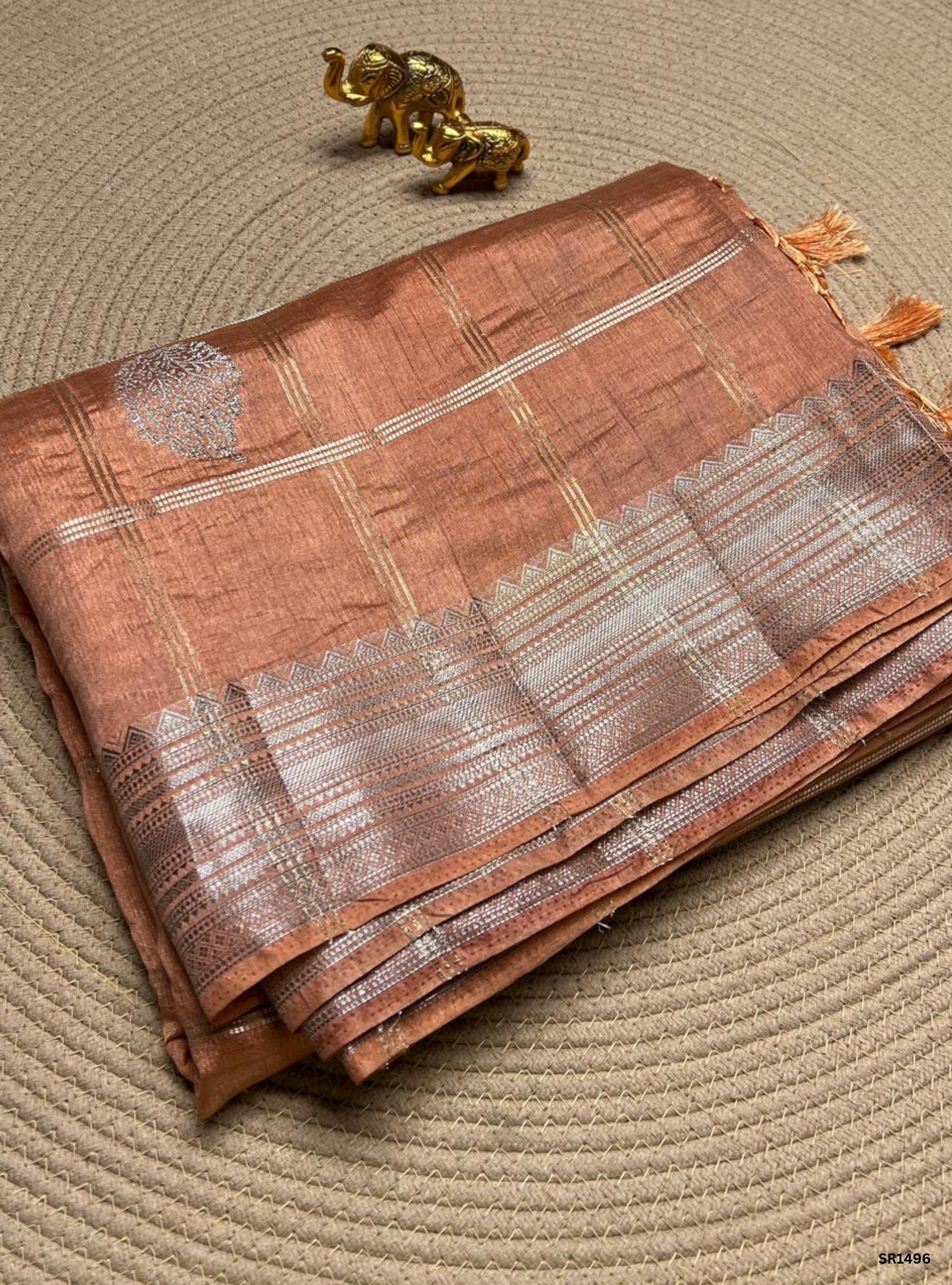 Creamy Peach - Semi Tussar Saree