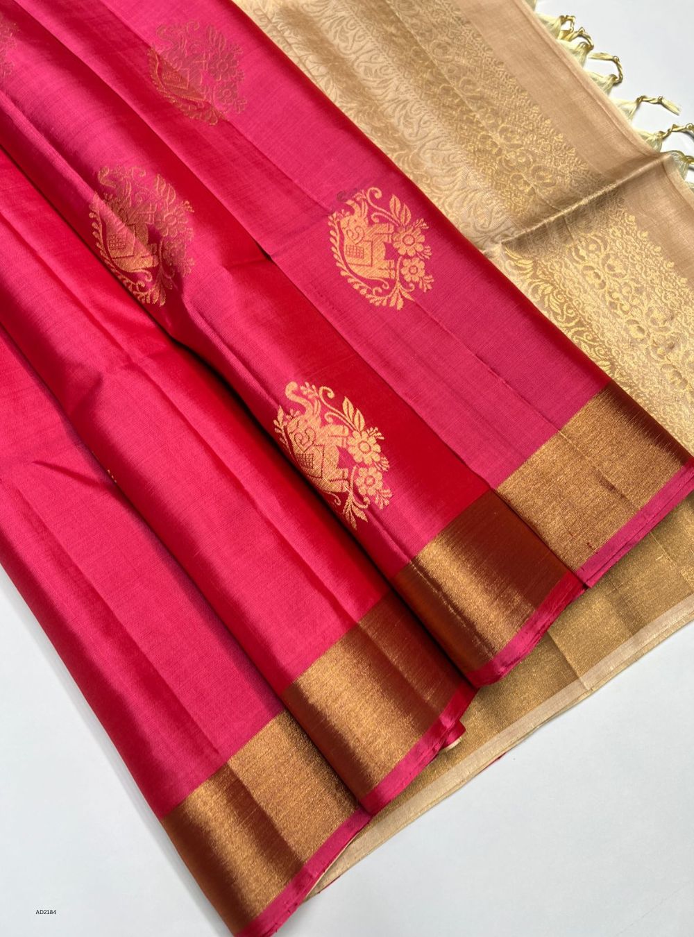 Pink & Cream - Soft Silk Saree