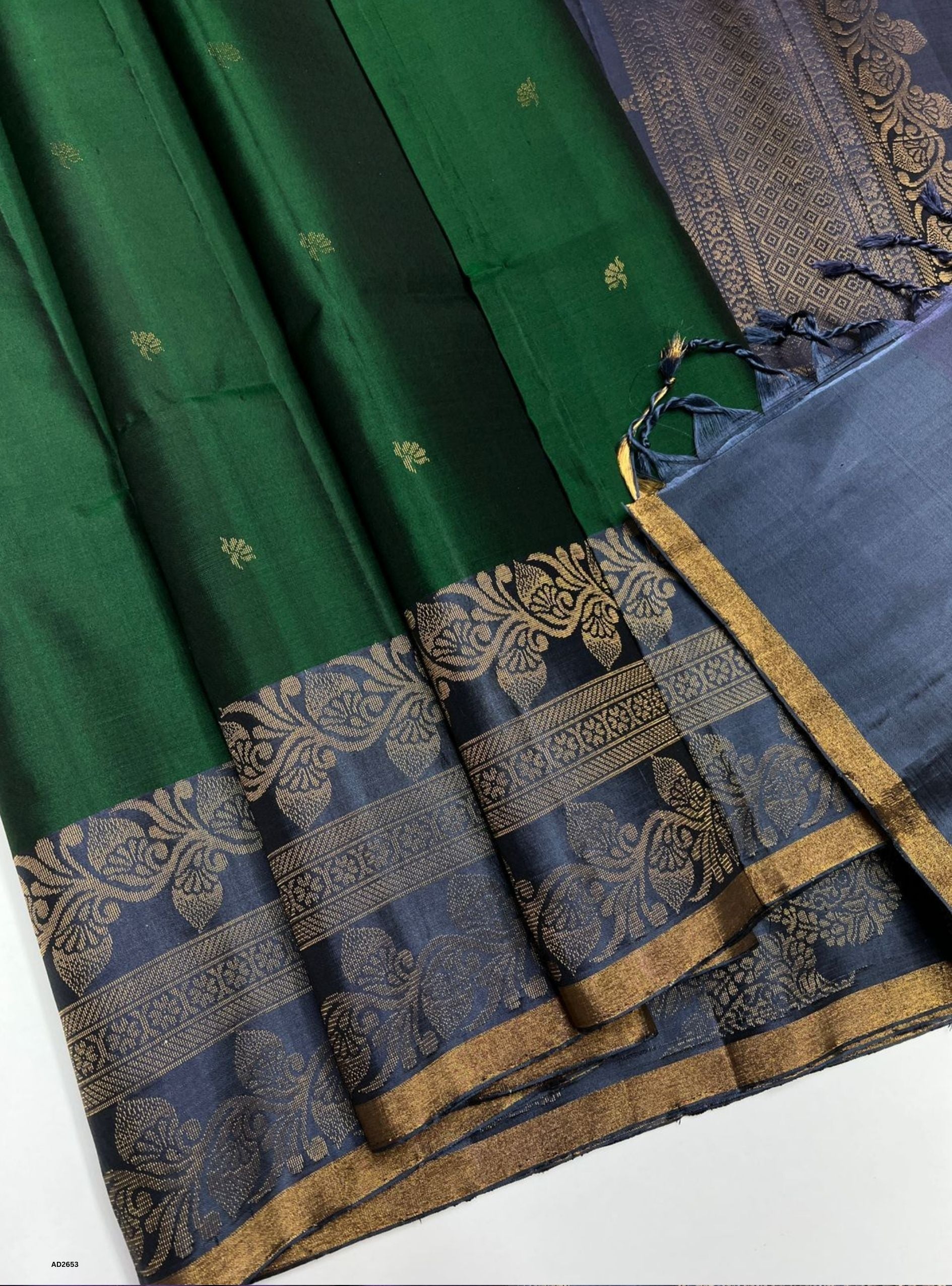 Green & Grey - Soft Silk Saree