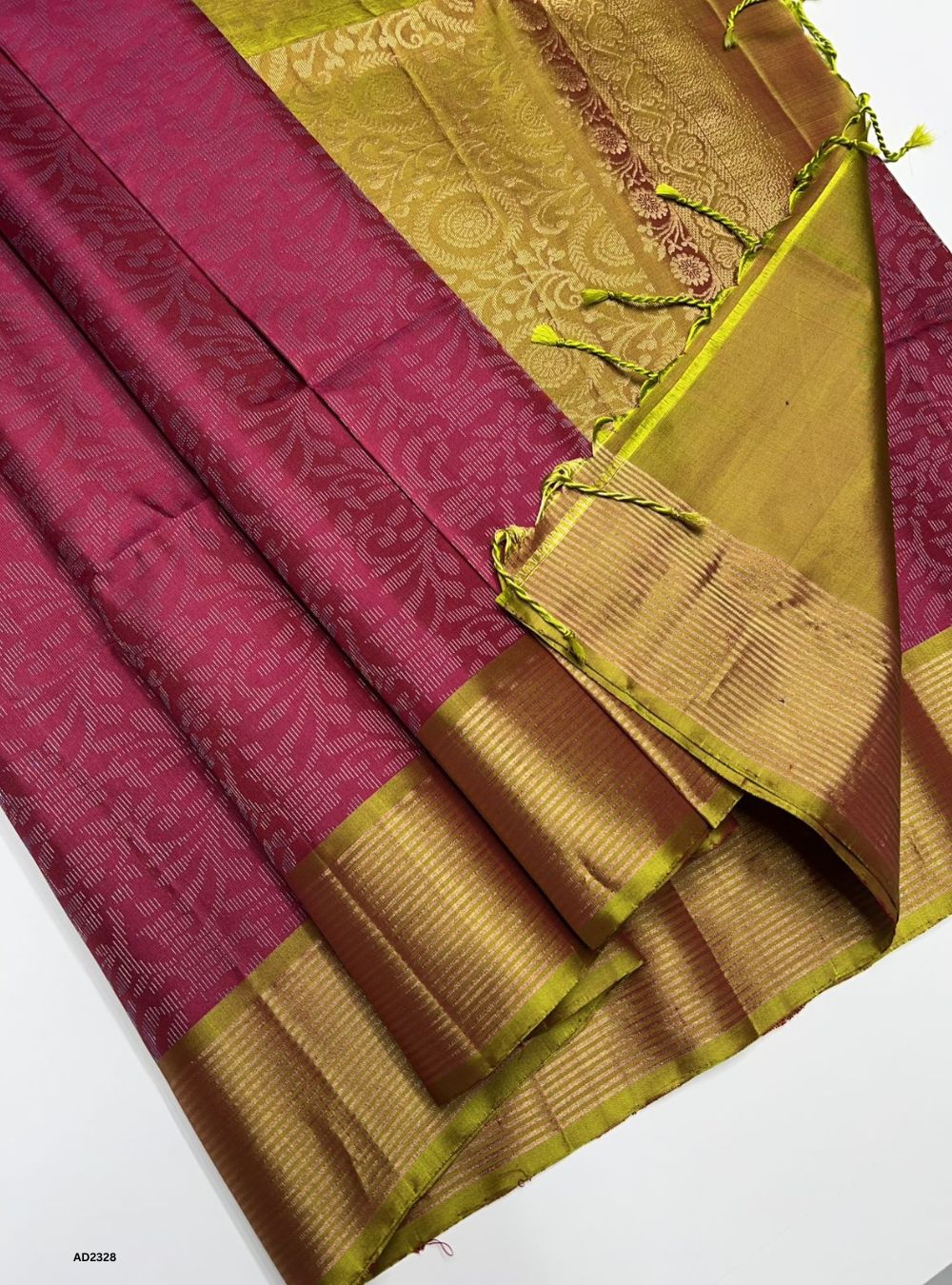 Berry & Gold - Soft Silk Saree