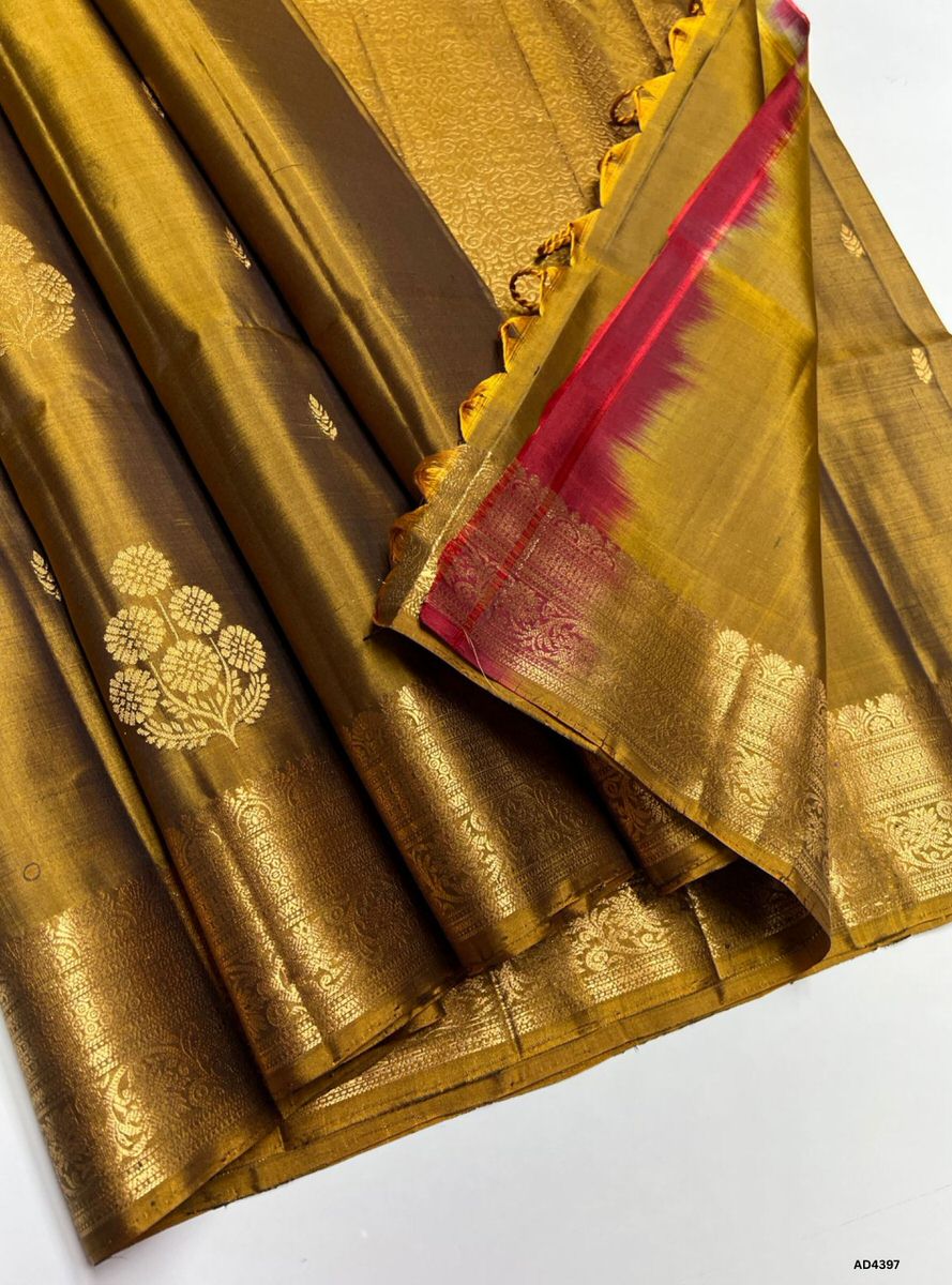 Golden Brown - Kanchi Border Soft Silk Saree