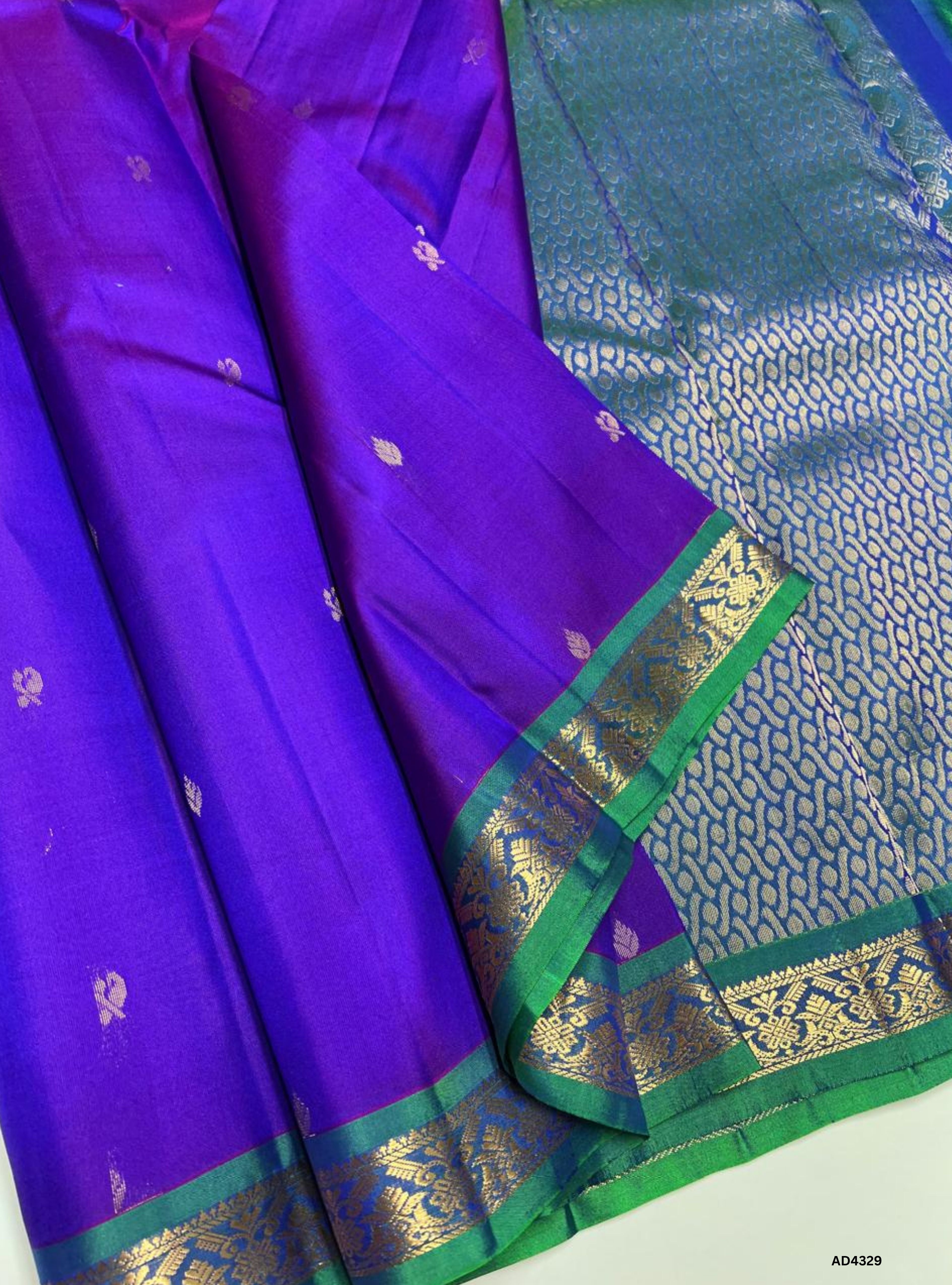 Violet & Green - Soft Silk Saree