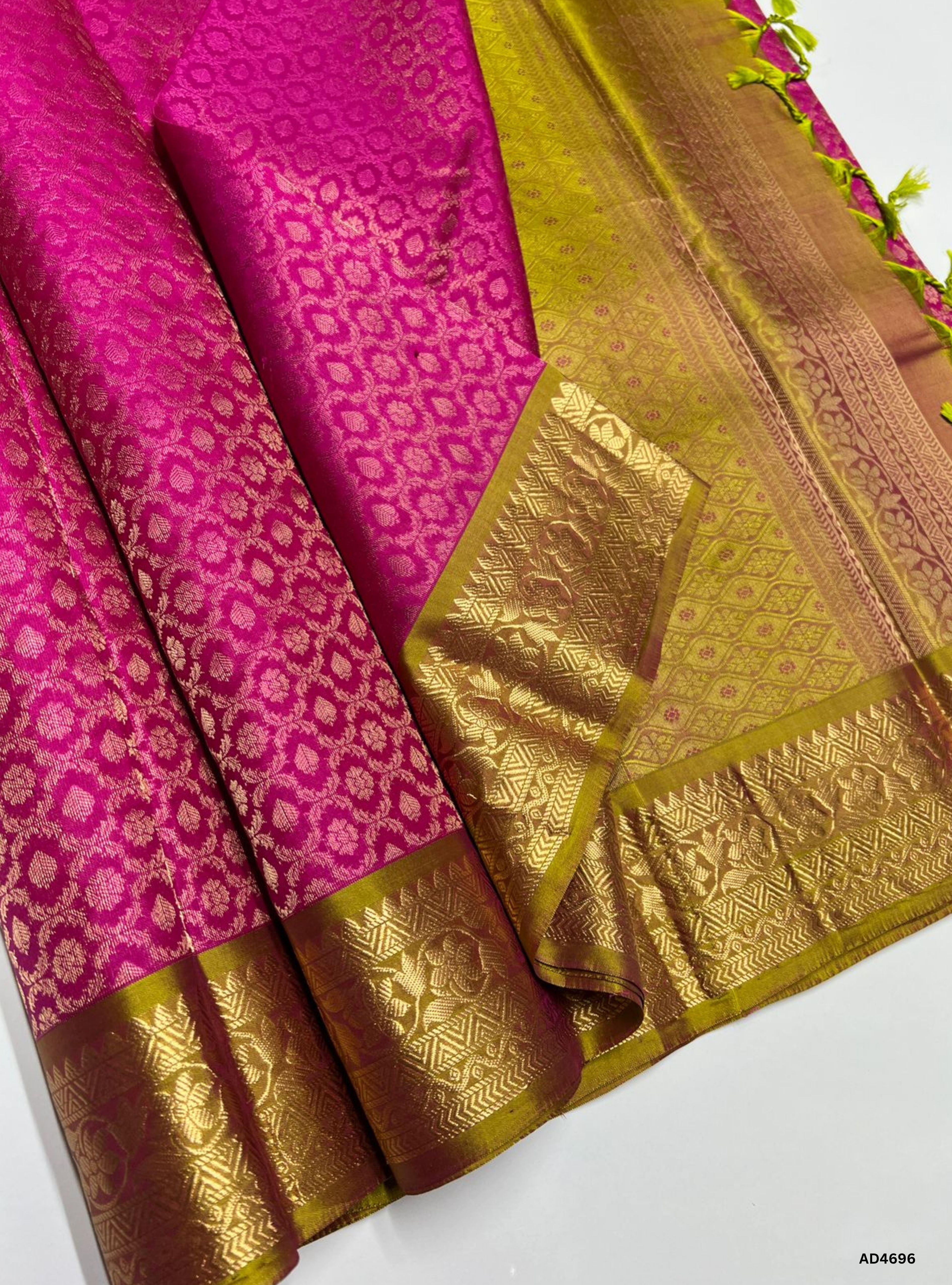 Pink & Golden - Empose Kanchi Border Soft Silk Saree