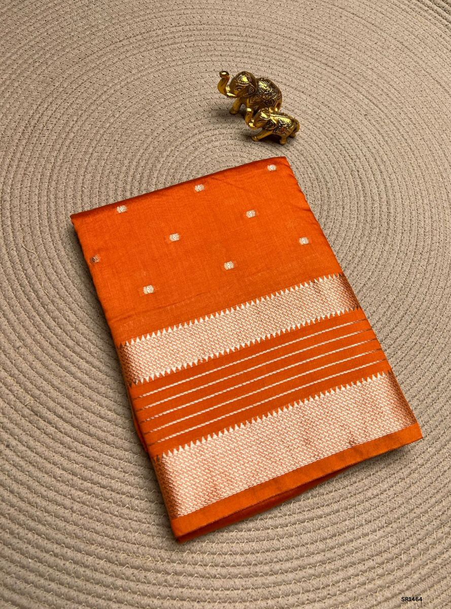 Orange - Semi Banaras Silk Saree